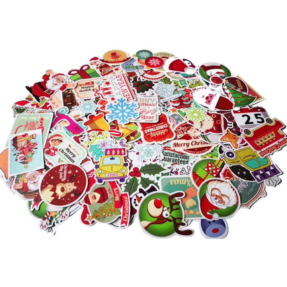 100pcs Christmas Themed Waterproof Decorative Stickers Decals Party Favor for Suitcase Car (SDJ-100)