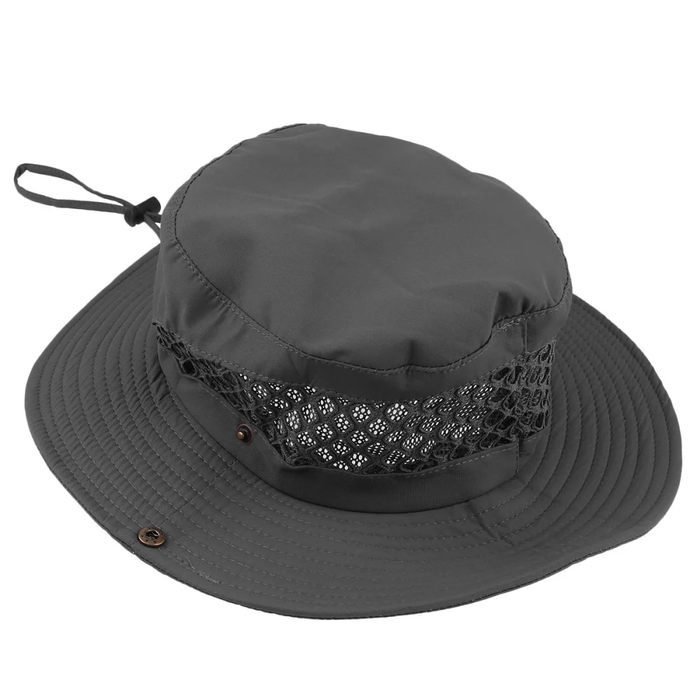 1pc Sunscreen Breathable Fisherman Hat Adjustable Sun Hat with A Big Brim for Summer Outdoor Fishing Hiking(Dark Gray)