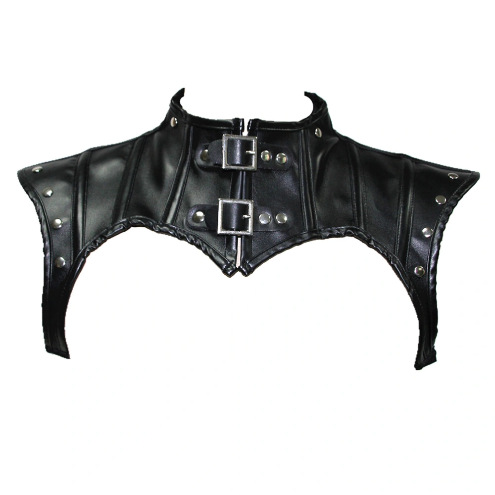 Gothic Vintage Punk Corset Knight Style Leather Shawl Suitable for Halloween Role Playing(Black, Size XL)