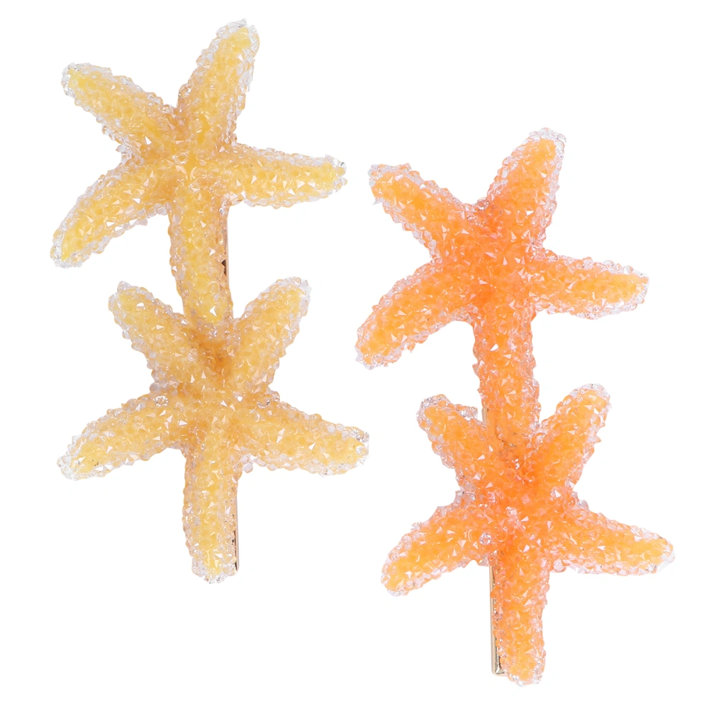 2Pcs Simple Hair Clips Sea Star Hairpins Fashion Bobby Pin Party Headdress Hair Accessories（Orange）