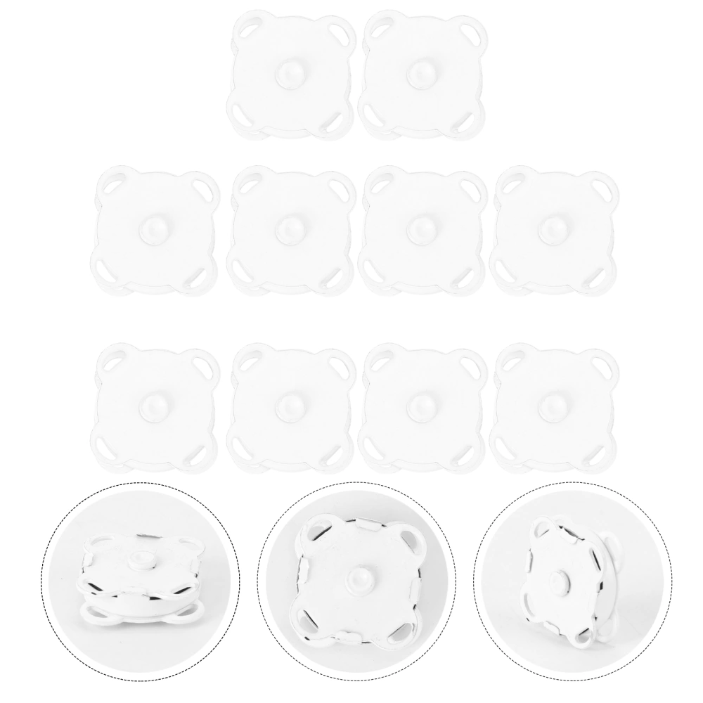 10pcs Plum Blossom Design Magnet Button Invisible Button Magnetic Button for Clothes 15mm Wide Opposite Angle 18.5mm (White)