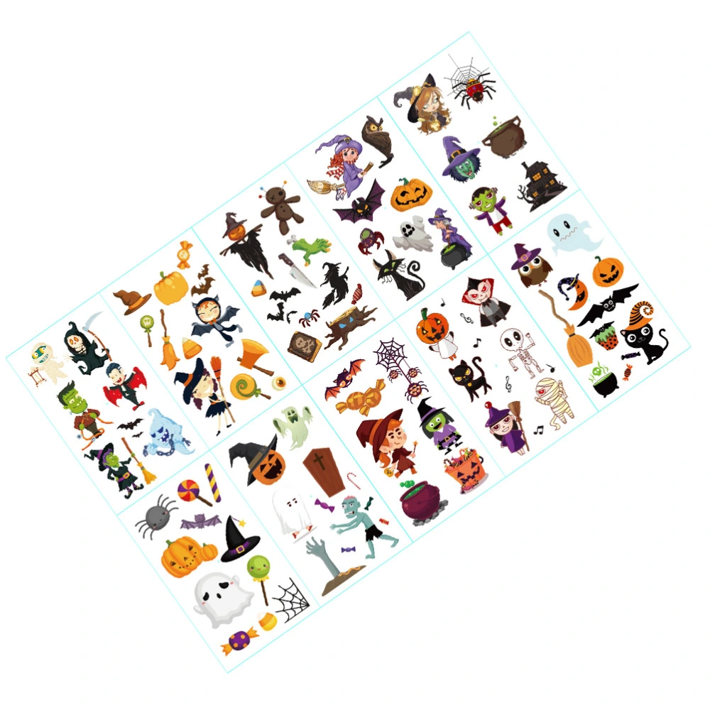 10 pcs Funny Cartoon Sticker Halloween Sticker Pumpkin Tricky Sticker for Children