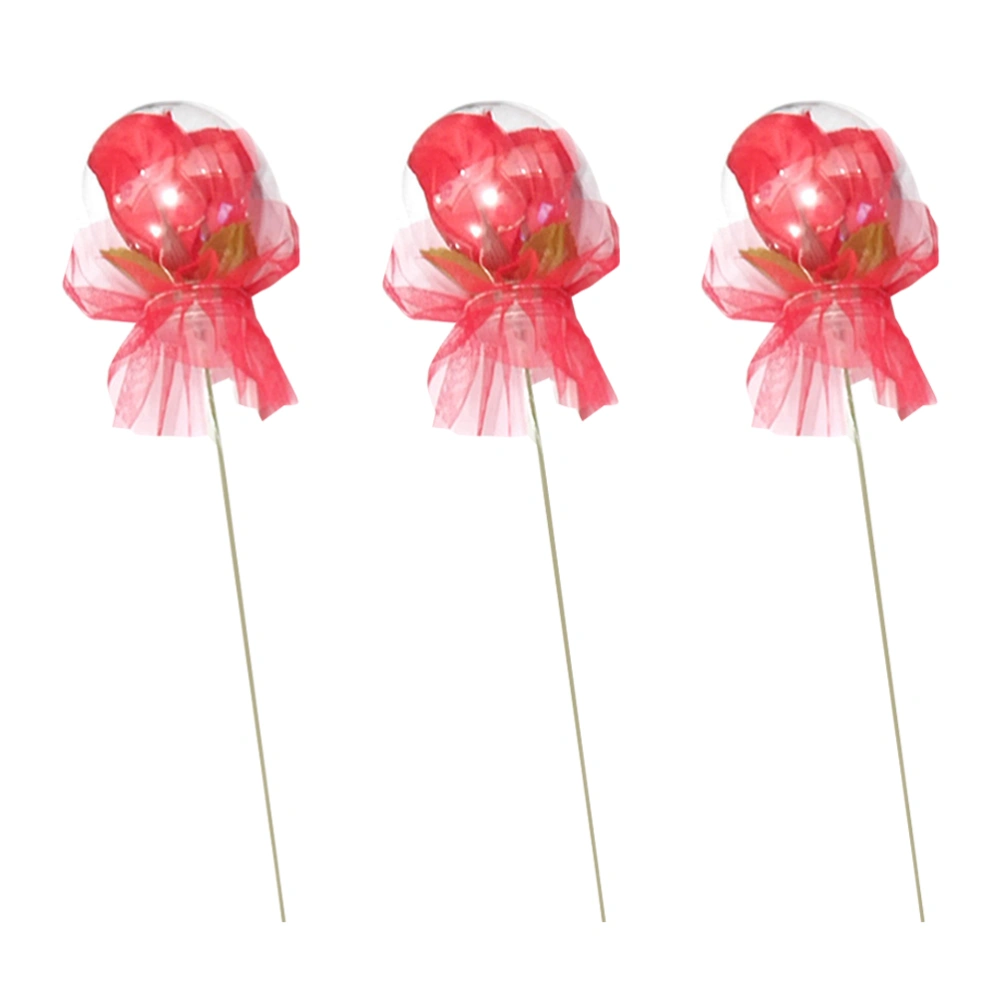 3PCS Rose Ball Flash Sticks Rose Flower Ball Glow Sticks Funny Kids Luminous Toy Delicate Rose Ball Luminous Sticks for Kids Playing