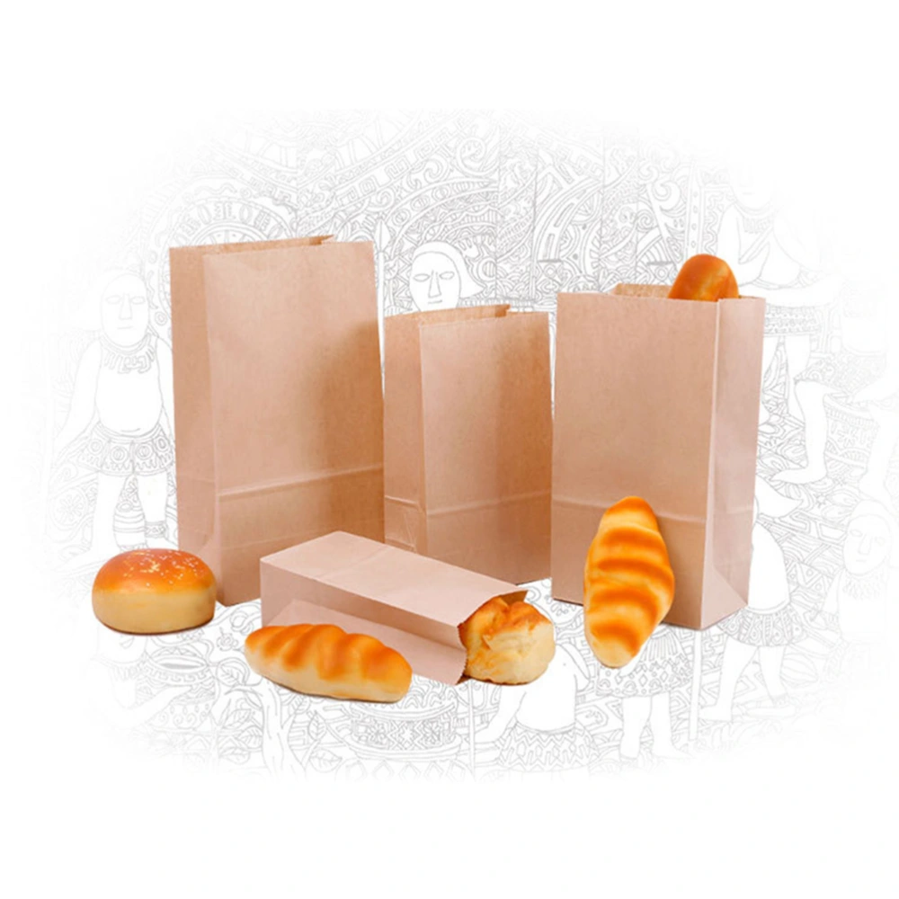 50PCS Kraft Paper Bakery Bags Gift Candy Treat Bags Sacks Kraft Paper Breakfast Bag Baked Bread Food Paper Bag(18 x 9 x 5.5cm)