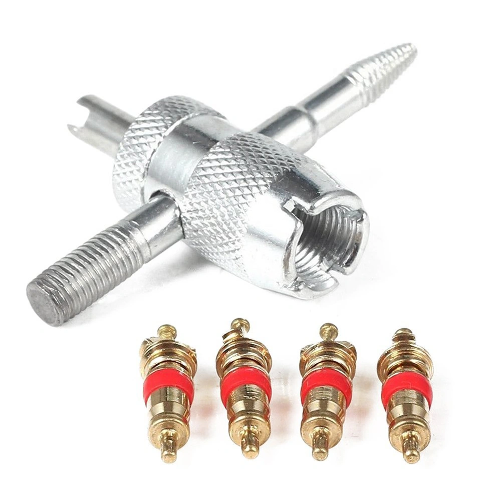 4PCS Tyre Air Caps Fit All Schrader Tool with 4PCS Cores (Gold)