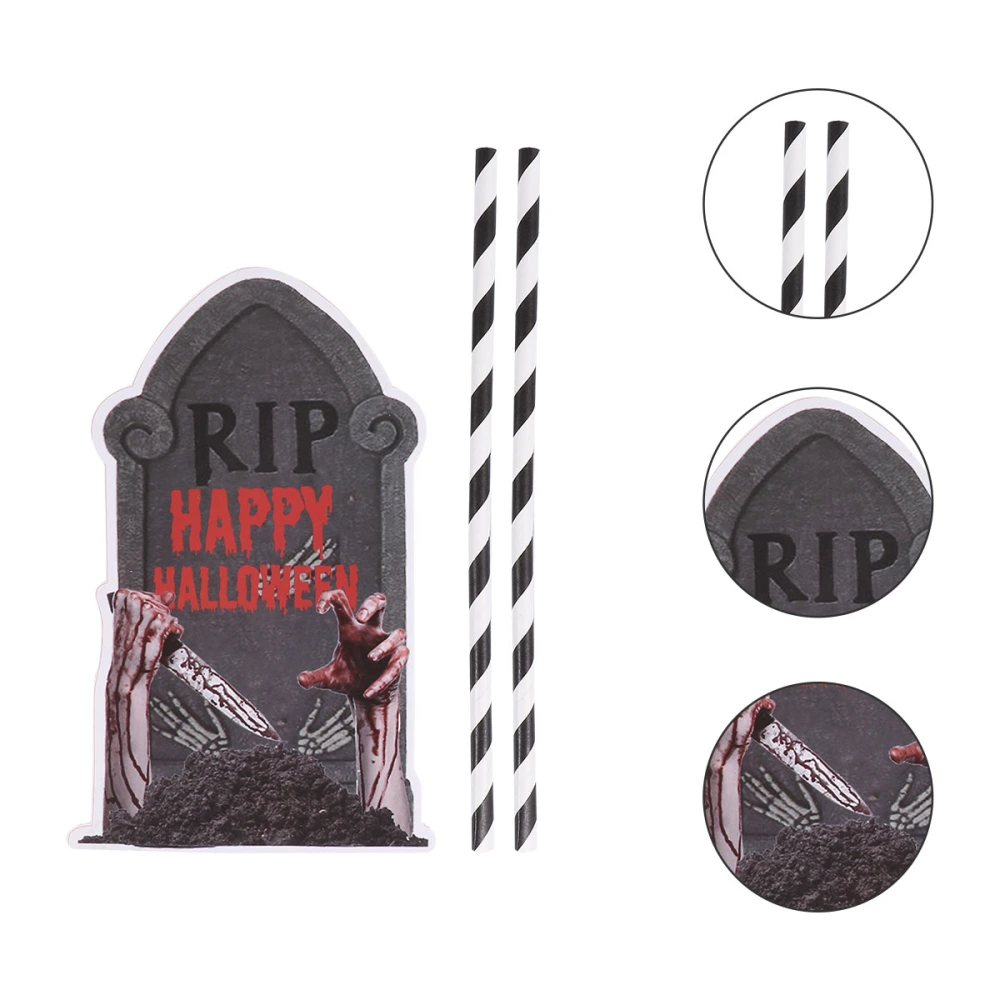 2 Sets of Halloween Cake Topper Paper Set Paper Horror Decor for Cakes