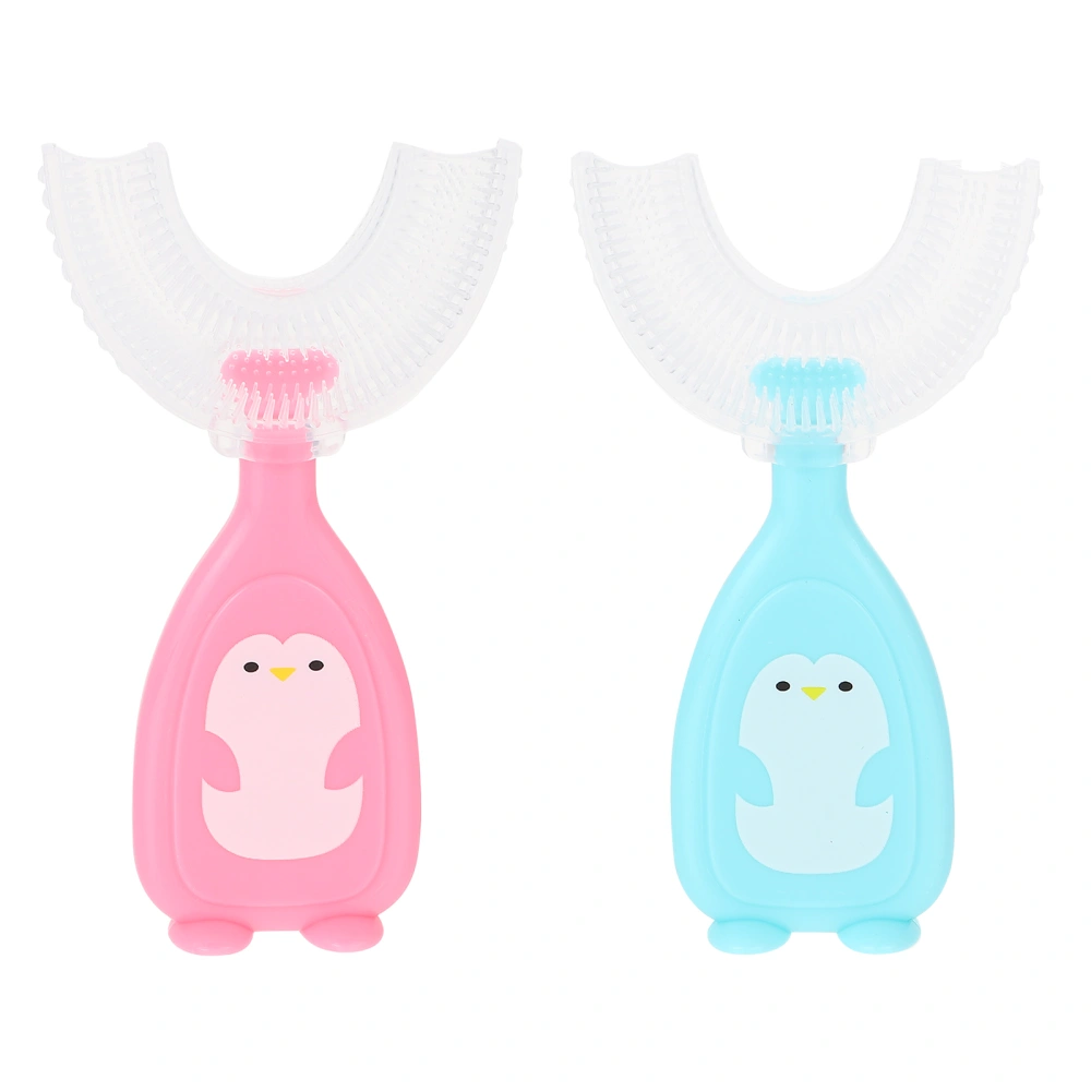 2Pcs U-Shaped Toothbrush Manual Tooth Brush Oral Cleaner for Kids Child Toddler