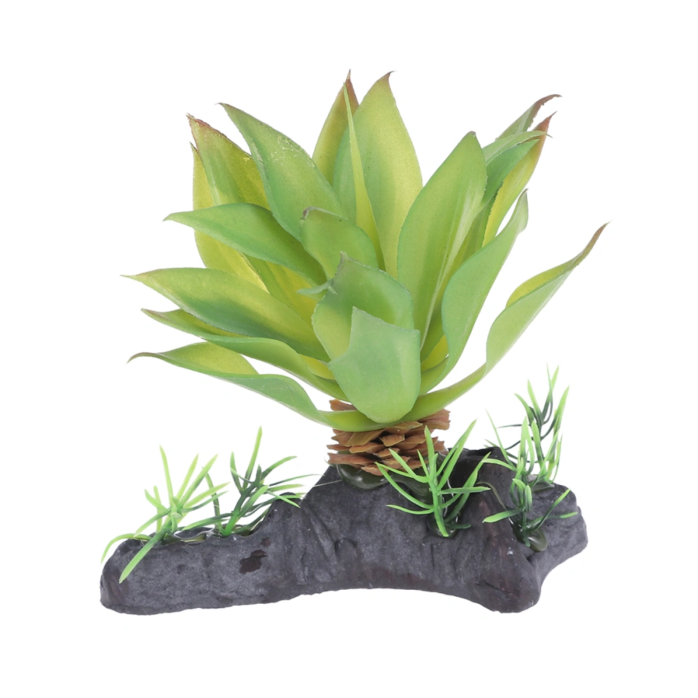 Simulated Acquatic Plants Succulents Home Ornament Reptile Terrarium Decoration for Pet Reptile Turtle Fish Tank - QL2020(Green)