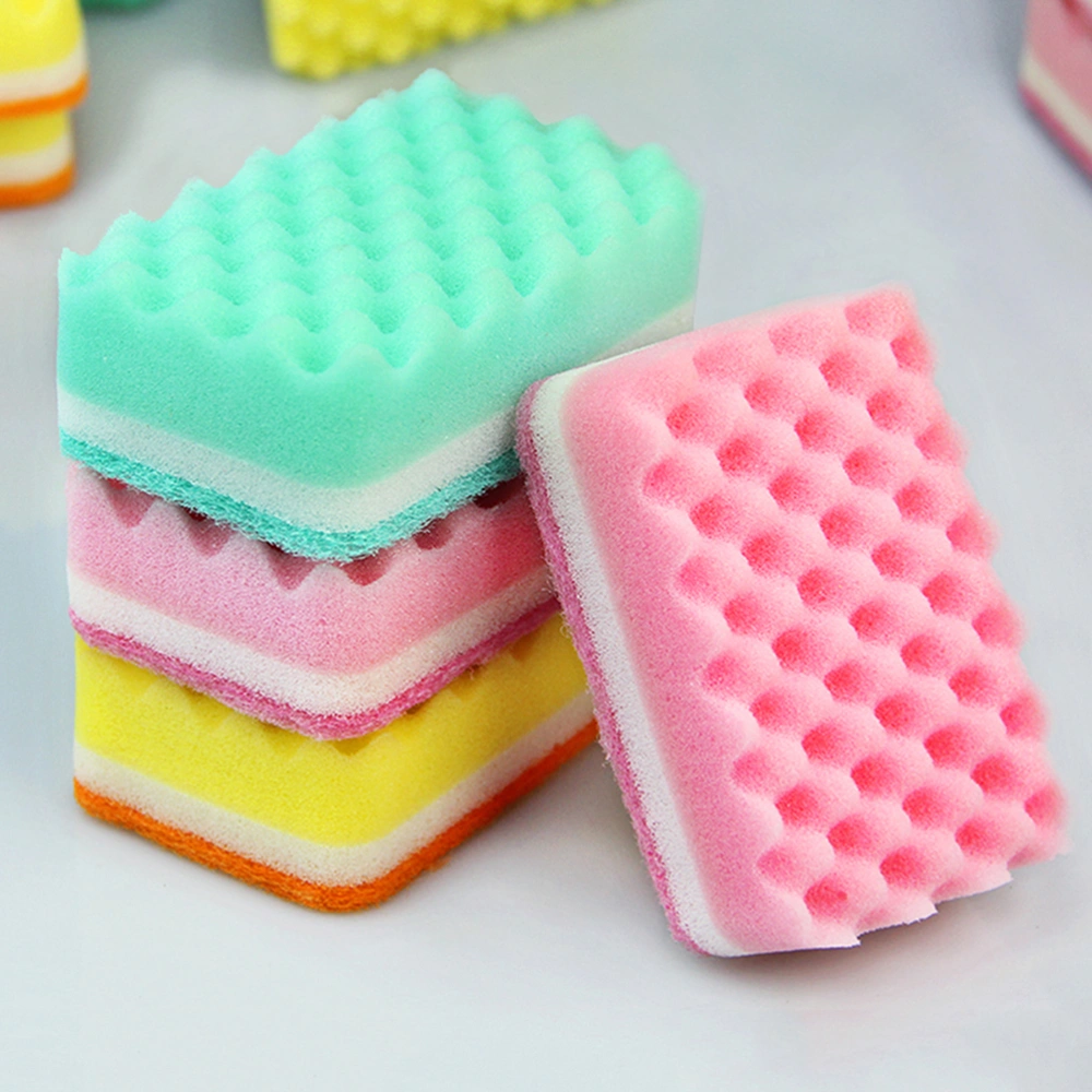 10pcs High Density Small Wave Multi-Use Cleaning Sponges Non-Scratch Sponge Scrubbing Dish Sponges Use for Kitchens Bathroom Car(Random Color)