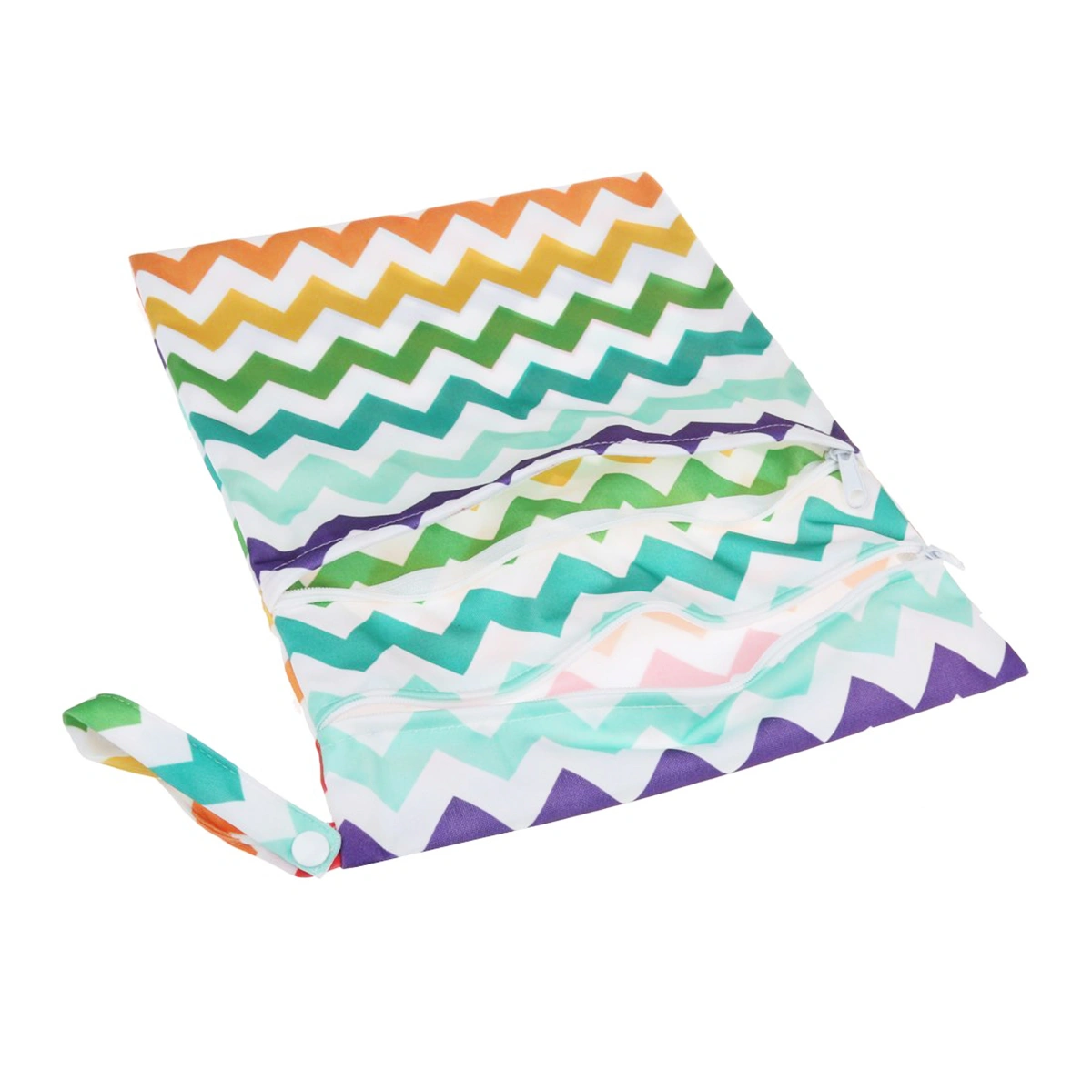 Infant Diaper Bag Waterproof Nappy Bag Resuable Wet Dry Baby Diaper Pouch with Dual Zipper Rainbow