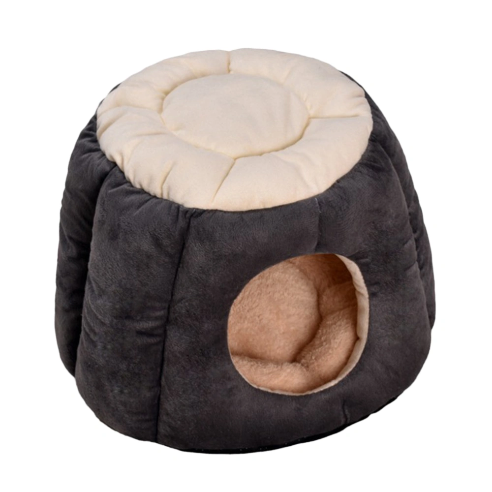 Round Table Dog House Puppy Tents Creative Pet Warm Nest Sleeping Bed for Pets Cats Dogs (Gray Black Color 40x32cm)