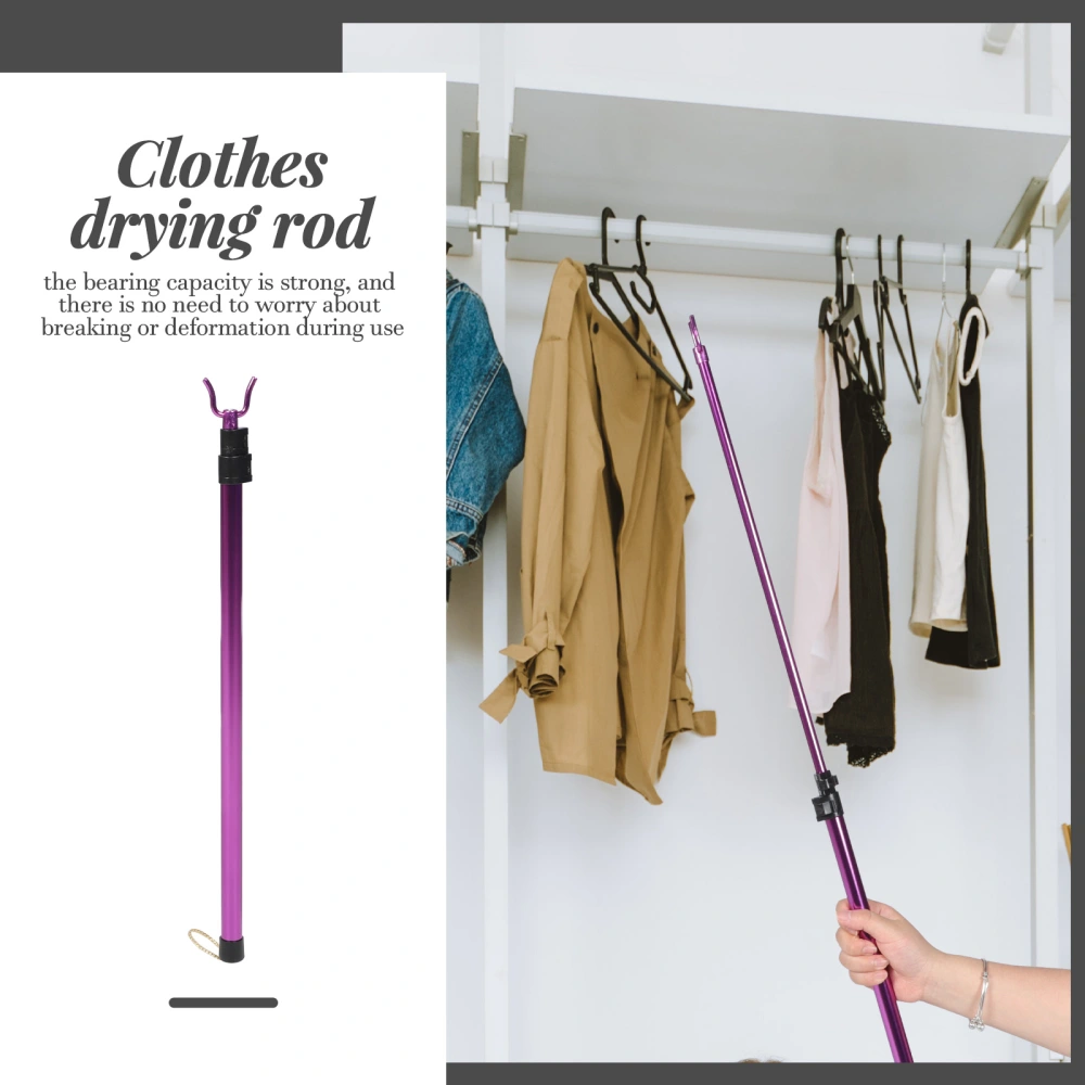 Clothes Drying Fork Telescopic Clothes Reach Pole Stainless Steel Clothes Pole Clothes Rod