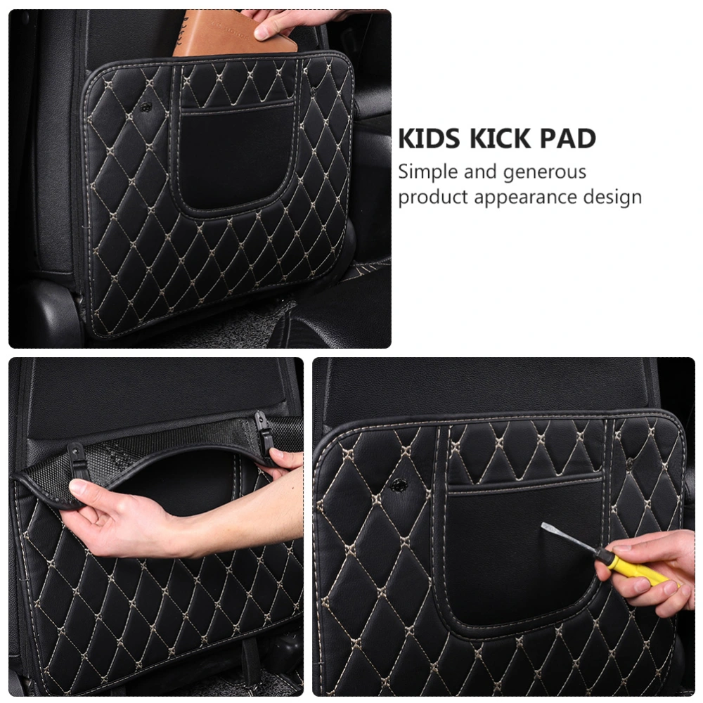 1pc Leather Car Seat Back Anti-kick Pad Car Seat Protector Storage Cover