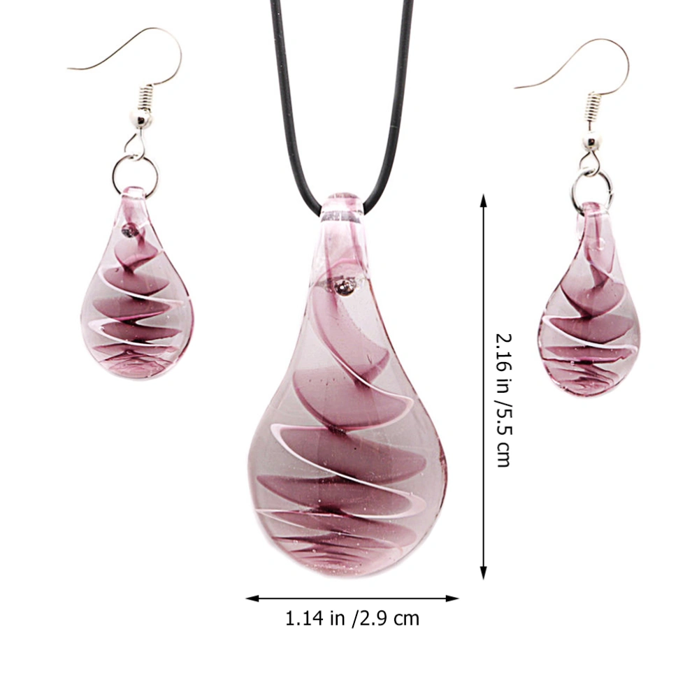 Fashion Pendant Necklace Earrings Jewelry Set Exquisite Glass Jewelry Suit