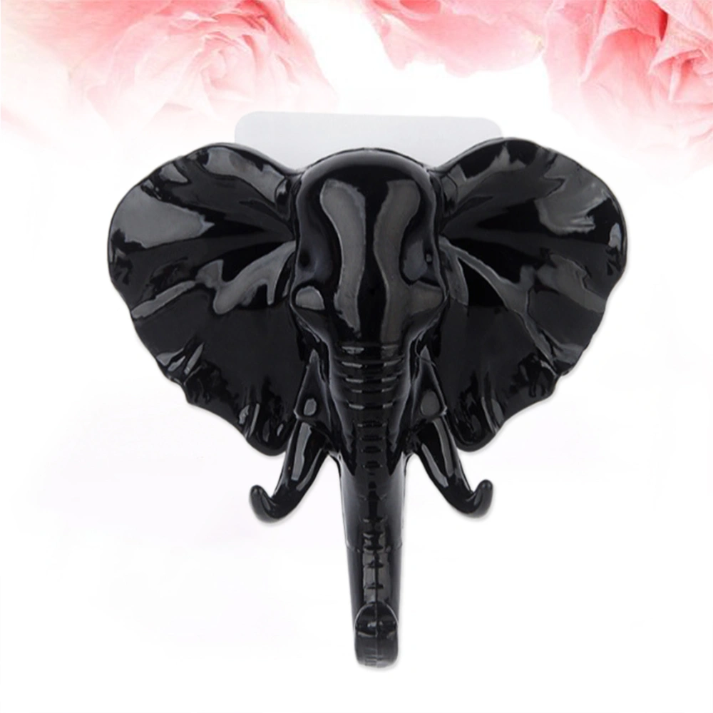 2 Pcs Creative Hook Elephant Nose Seamless Decorative Wall Hanging Living Room Bedroom Stick Hook Kitchen Wall Hanger(Black)