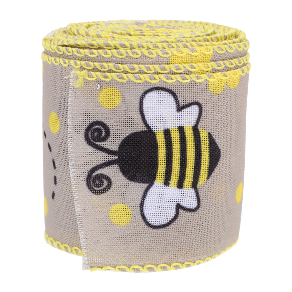 1 Roll of Wired Edge Ribbon Bee Pattern Wrapping Ribbon Decorative Crafts Ribbon