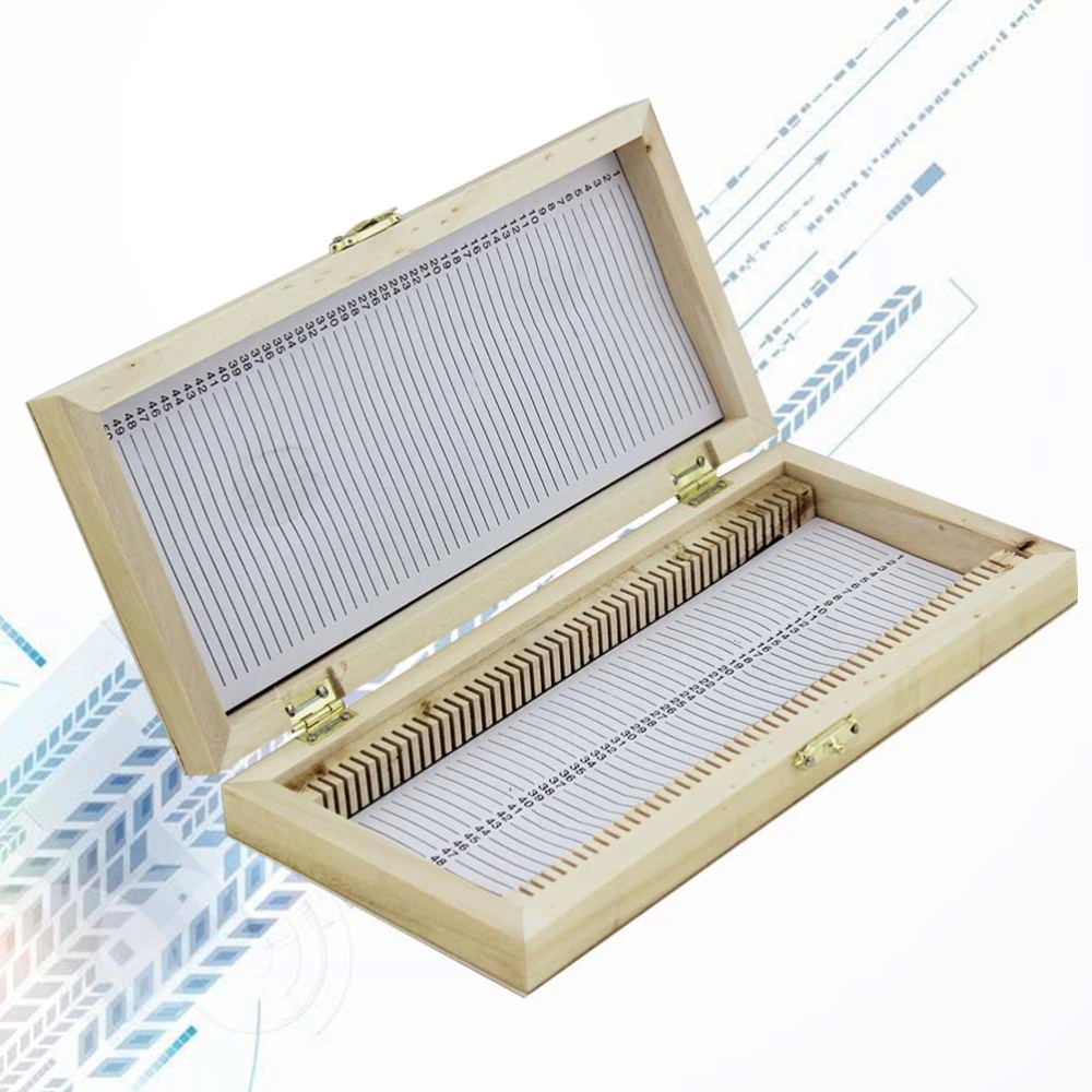 Wooden Specimen Slide Storage Box 50-Slot Plant Insect Specimen Slide Case Education Tool