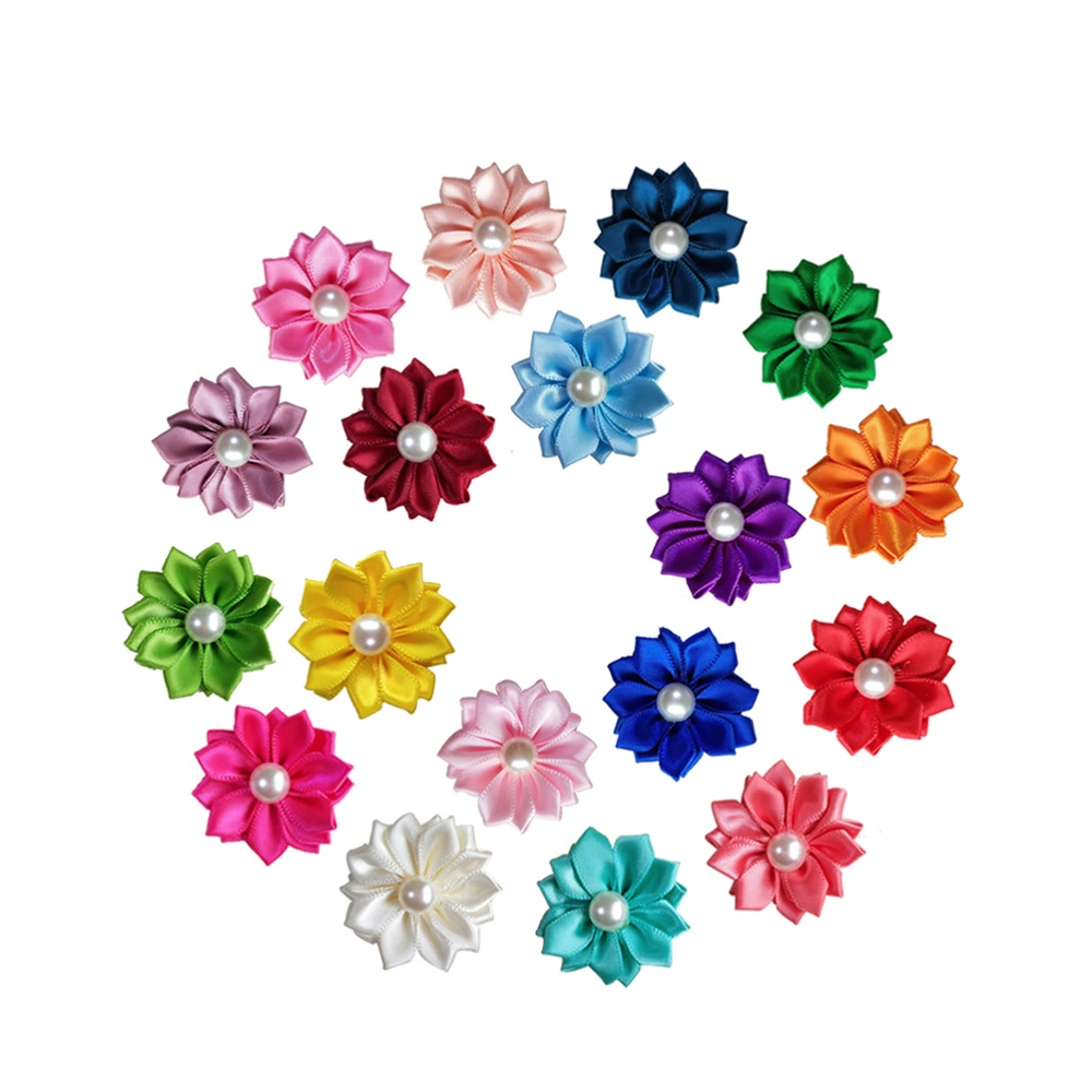 20pcs Beautiful Flower Pet Headdress Petal Pearl Dog Hairpin Creative Pet Hair Tie (Mixed Color)