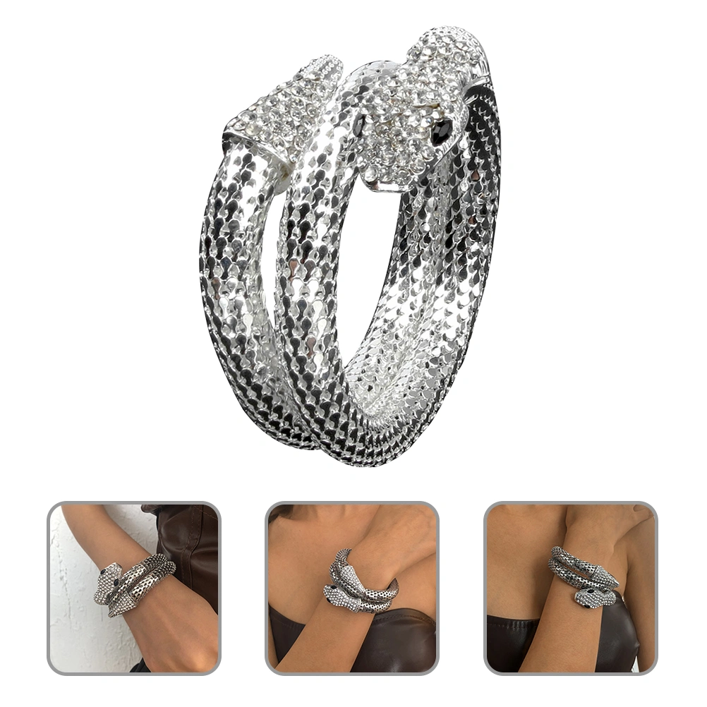 Punk Rhinestone Snake Bangle Jewelry Snake Bracelet Animal Cuff Bangle
