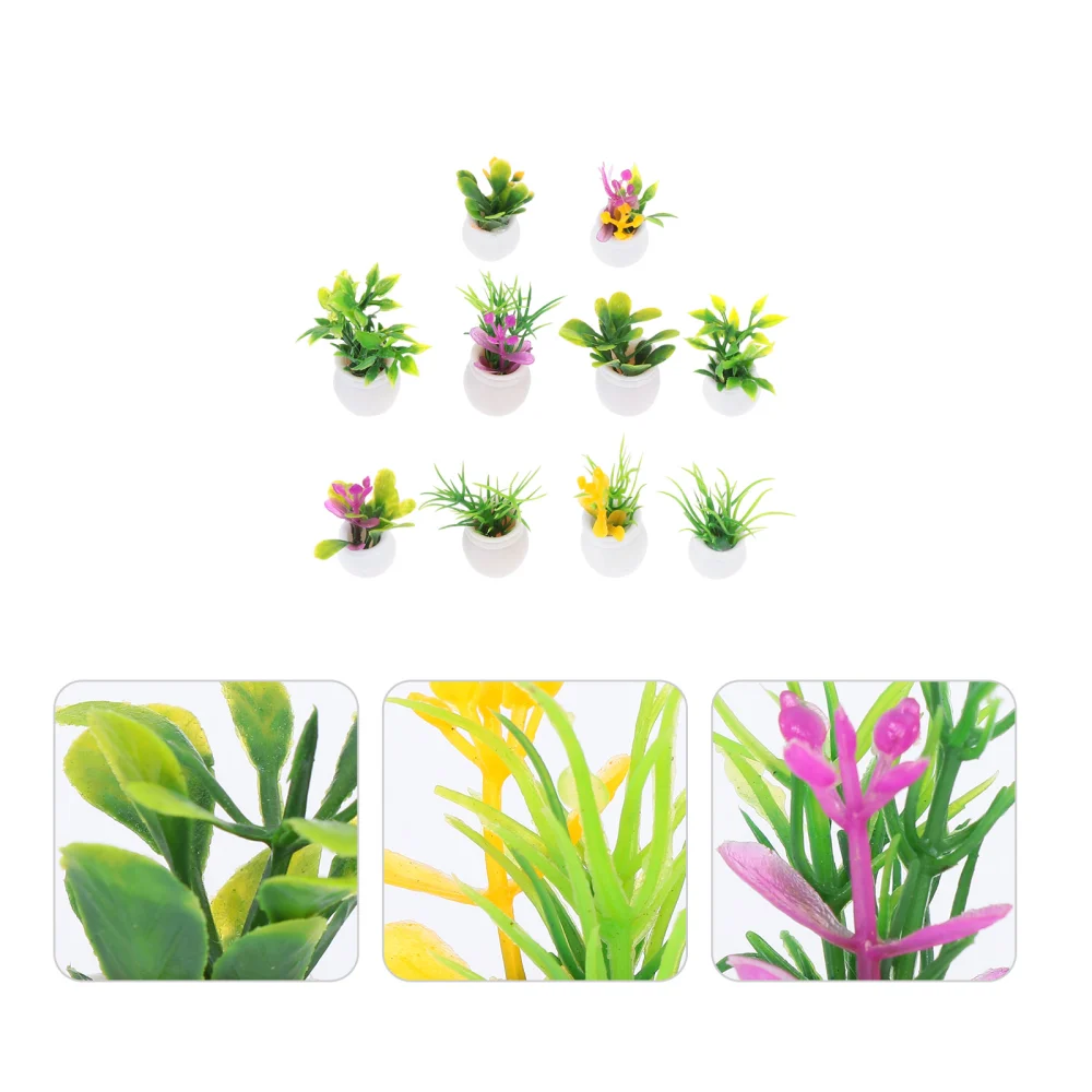 10pcs Mini House Simulation Plant Mini Potted Plant Model Miniature Ornament