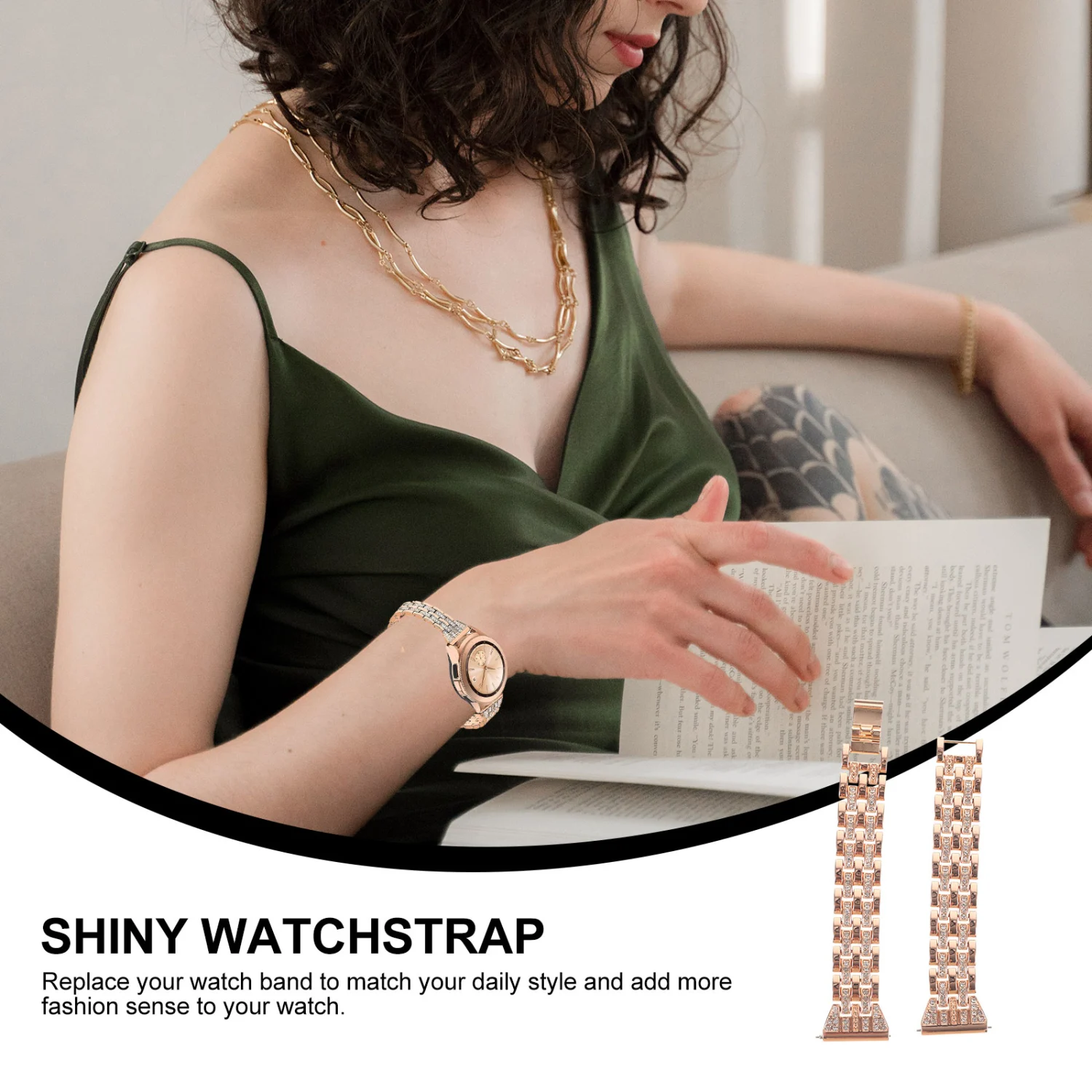 Glitter Watch Band Shiny Watchstrap Decorative Watch Band Compatible for Galaxy Watch 5/Active 4/5