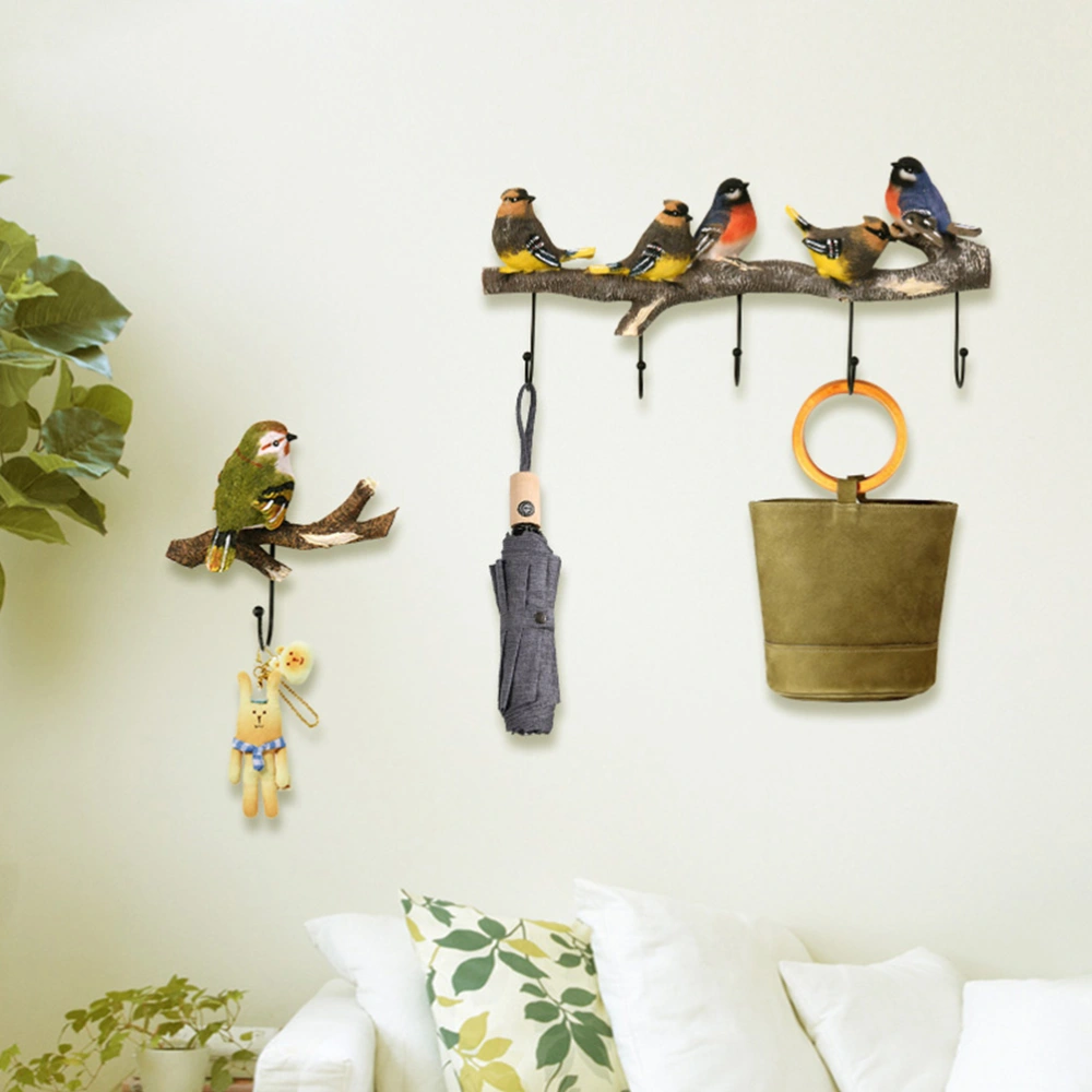 Creative Resin Bird on Branch Coat Hook Hanging Wall Mounted Single Hook