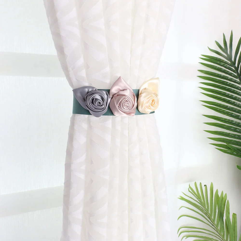 2Pcs Lovely Curtain Button Flower Pattern Curtain Bandage Tieback Decoration