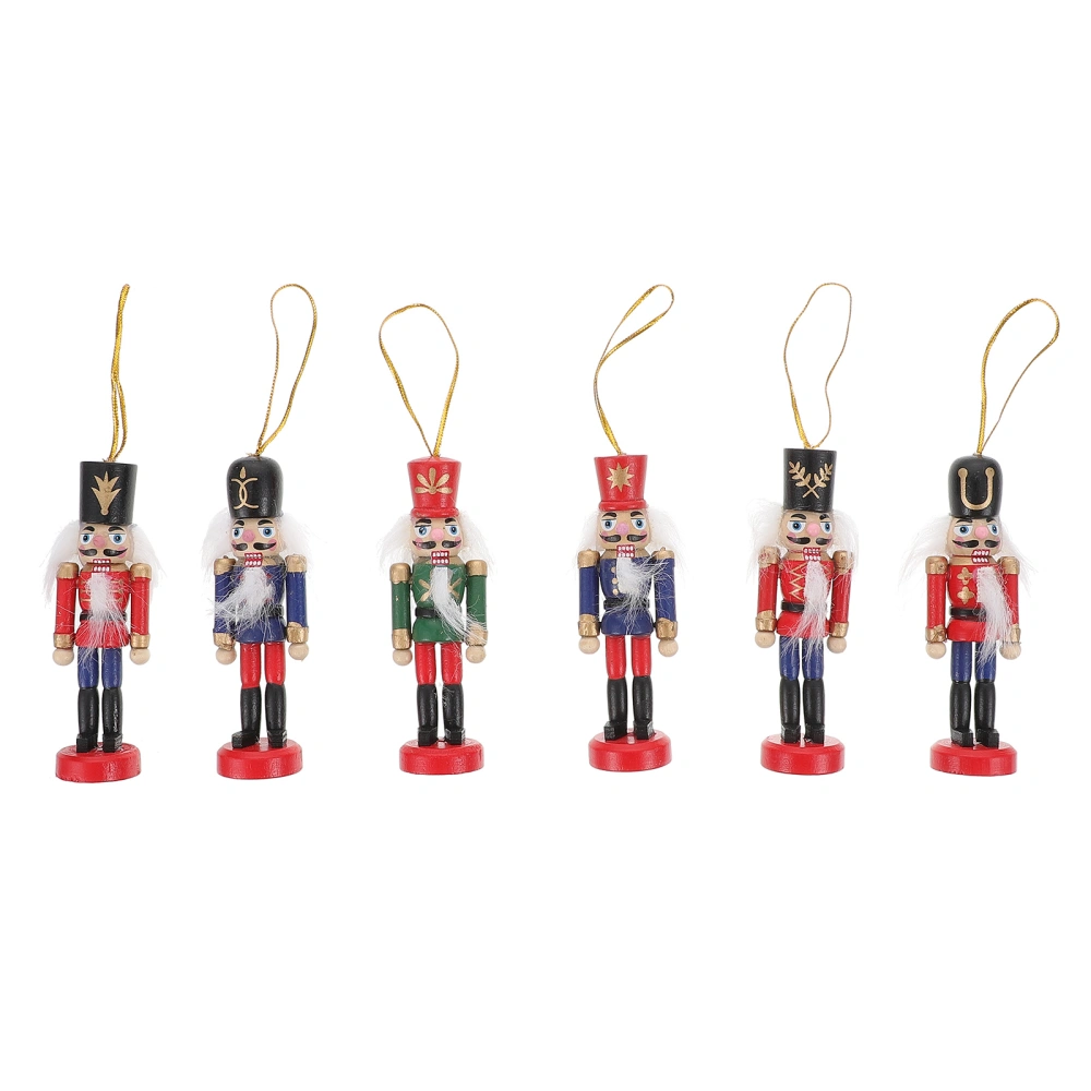 6pcs Decorative Nutcracker Puppet Adornments Nutcracker Puppet Hanging Decor