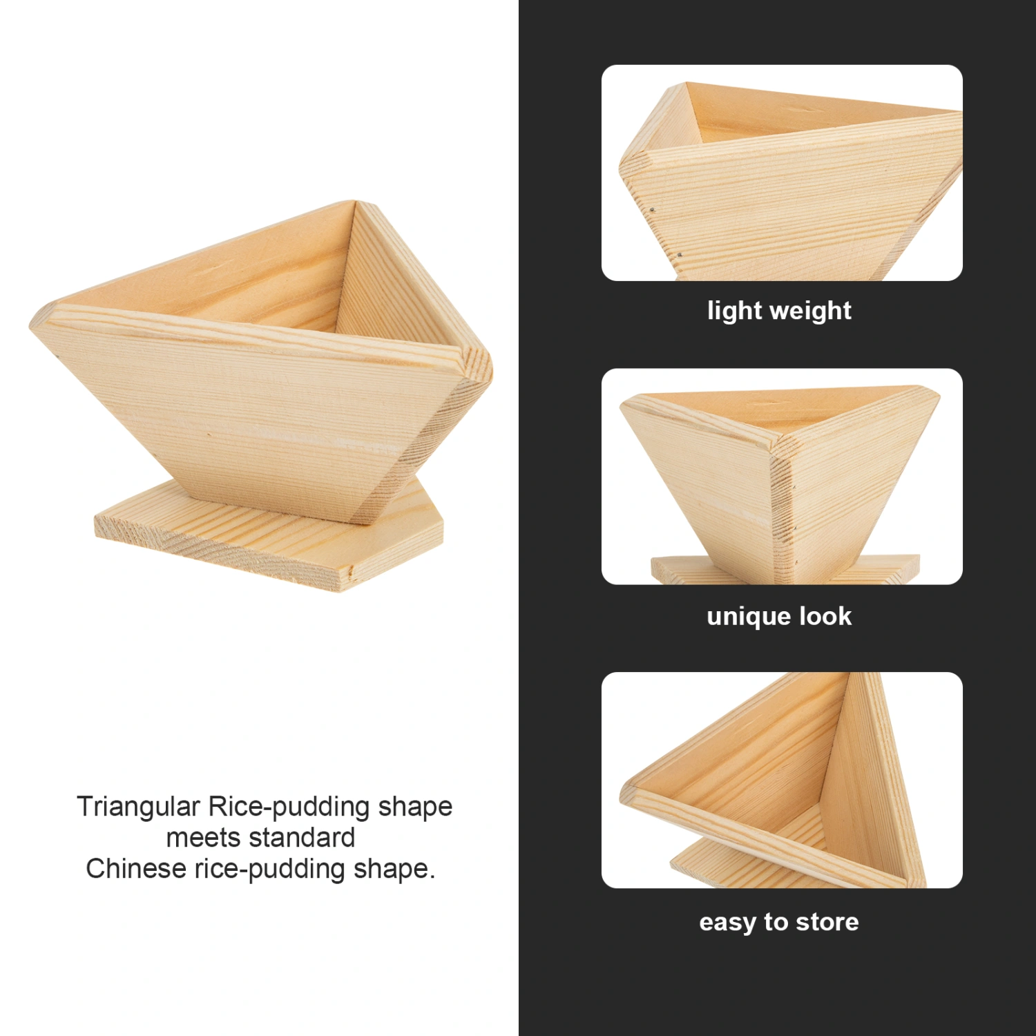2pcs Wooden Rice Ball Mold Traditional Chinese Rice-pudding Triangle Molds