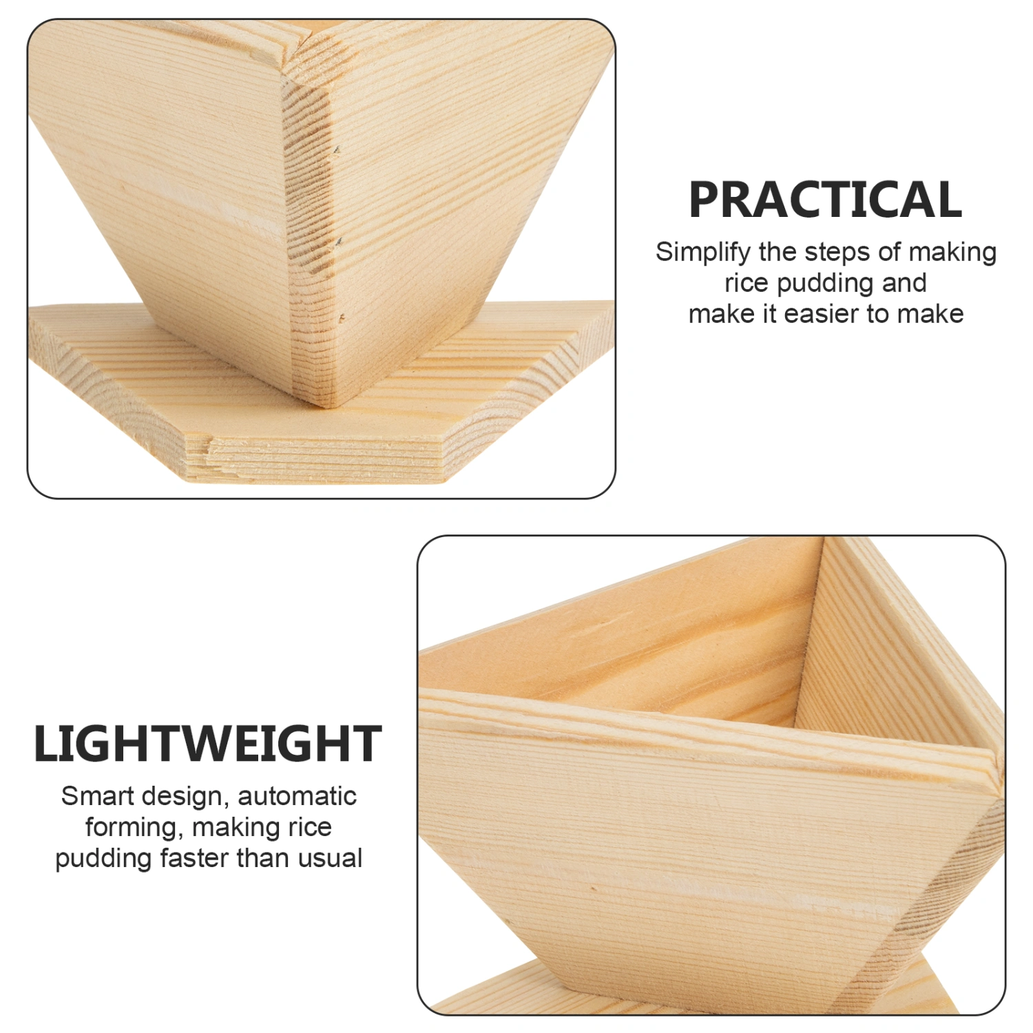 2pcs Wooden Rice Ball Mold Traditional Chinese Rice-pudding Triangle Molds
