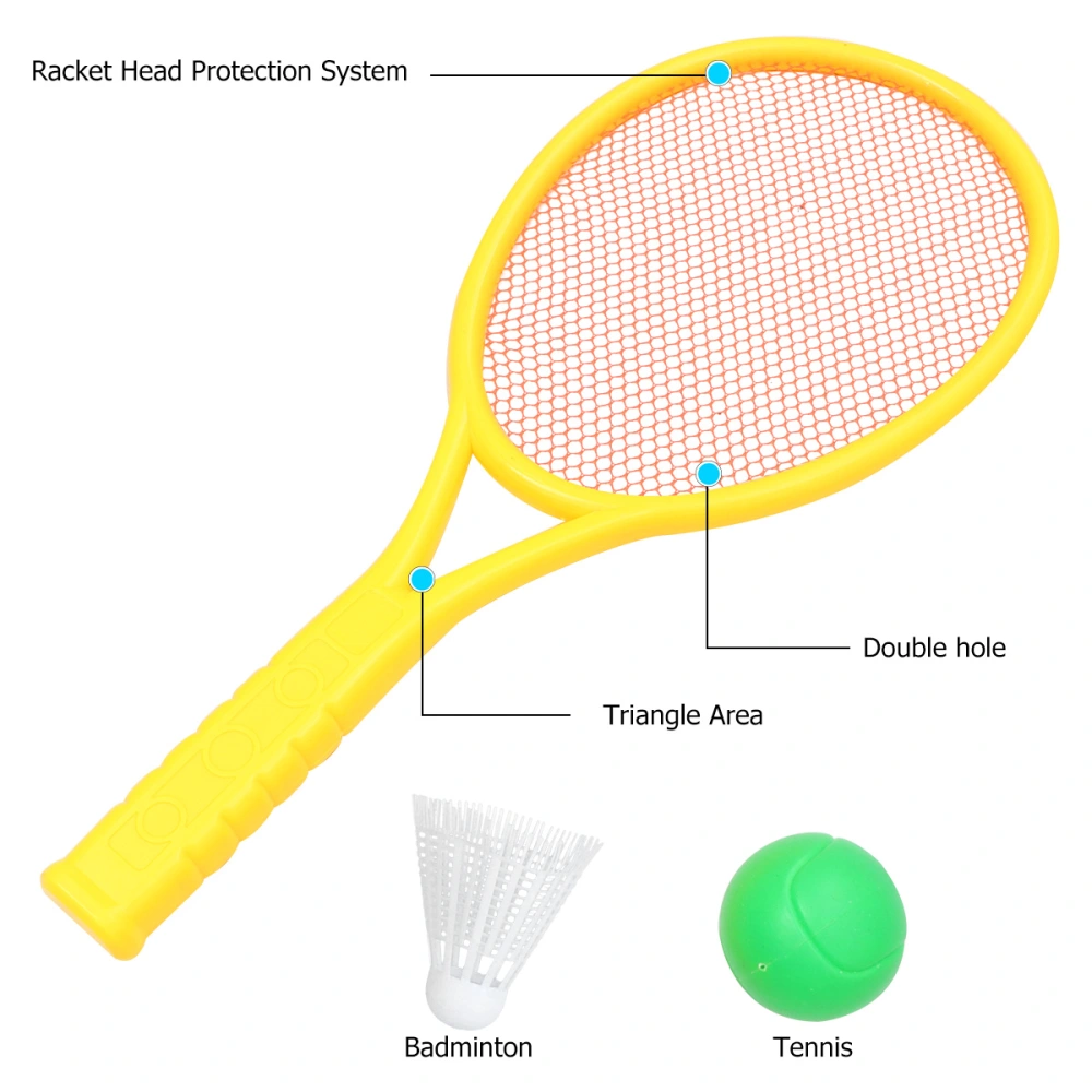 1 Set/4pcs Plastic Tennis Racket Set Outdoor Sports Tennis Racquet Set Parent-Child Educational Badminton Tennis Racket Set (Large Size, 2pcs Balls, 2pcs Racket, Random Color)