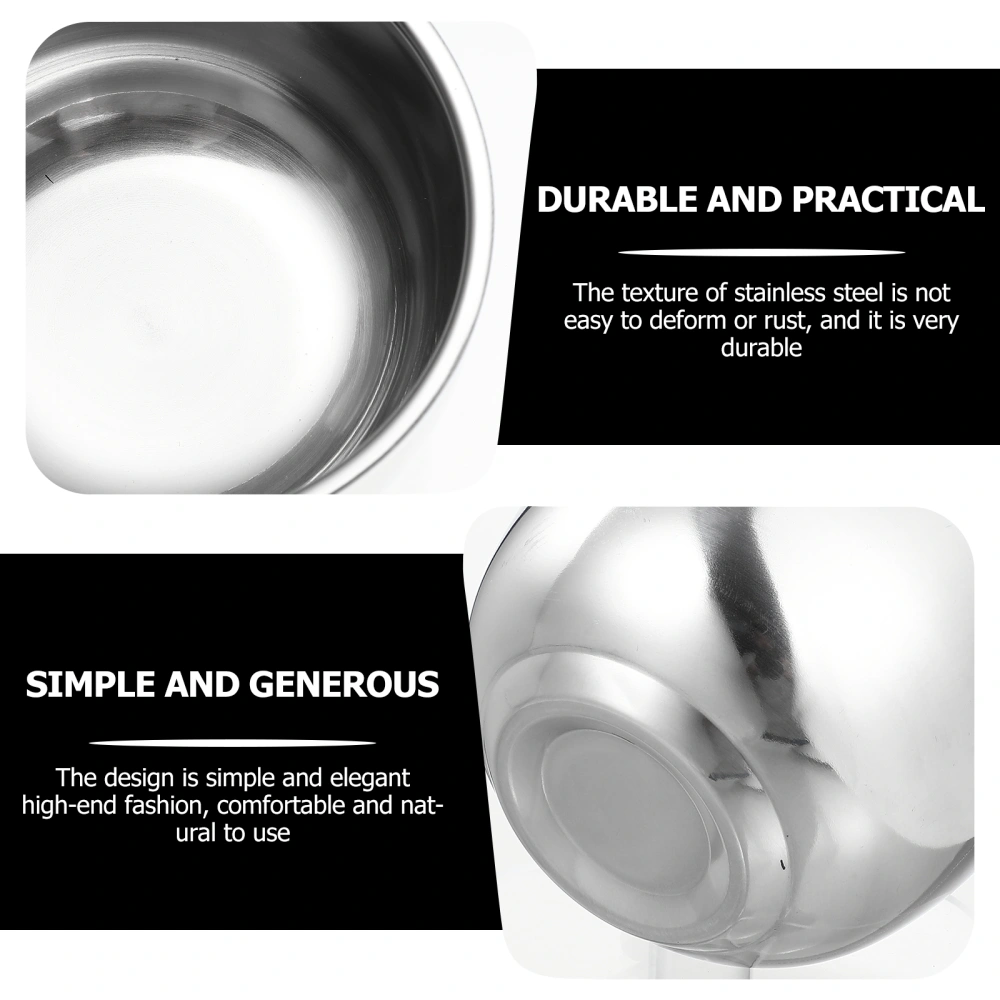 2Pcs Simple Design Men Shaving Bowls Durable Stainless Steel Bowls Silver