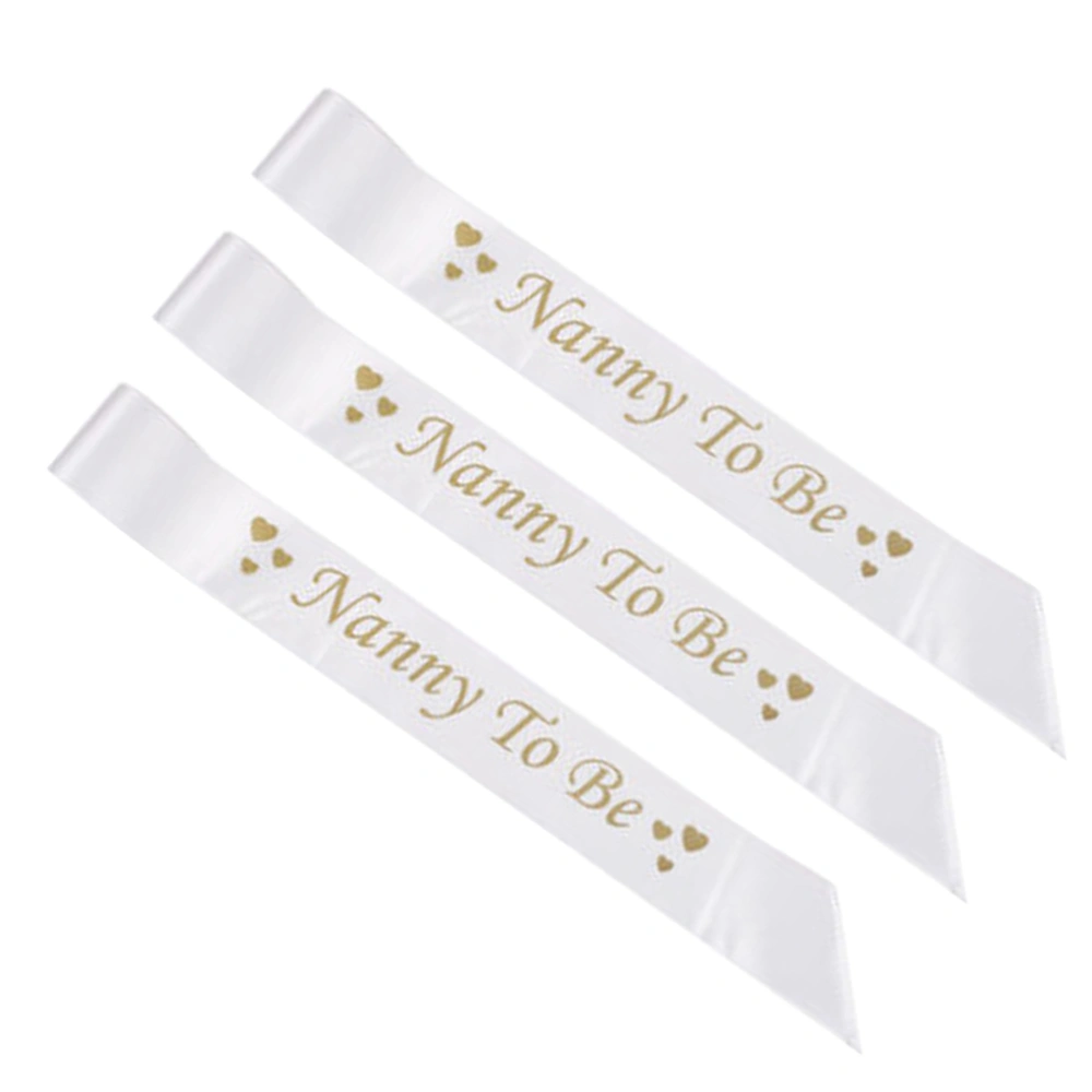 3pcs Ribbon Wedding Decoration Nanny To Be Sash Hen Party Etiquette Shoulder Strap Bachelor Party Bridal Shower Supplies