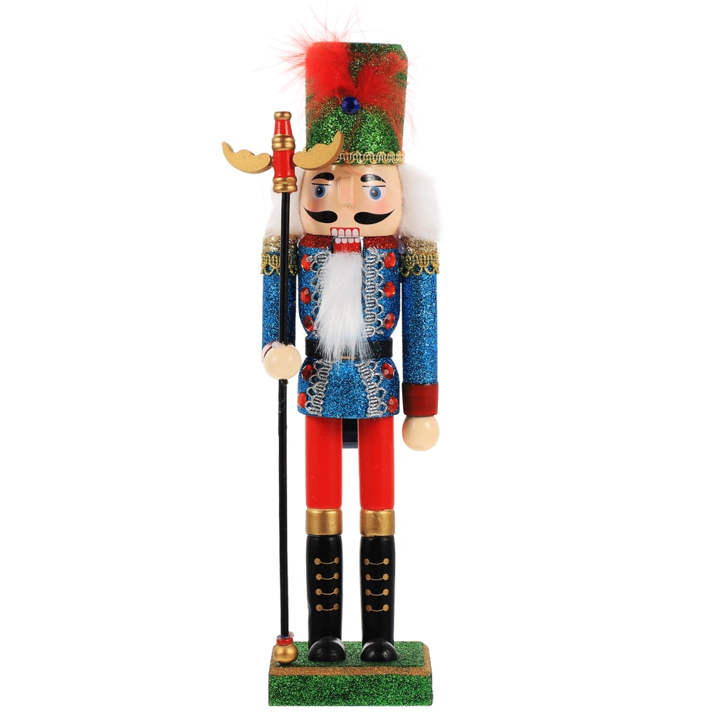 Christmas Wooden Cartoon Soldier Nutcracker Adorn Desktop Creative Wood Puppet Ornament