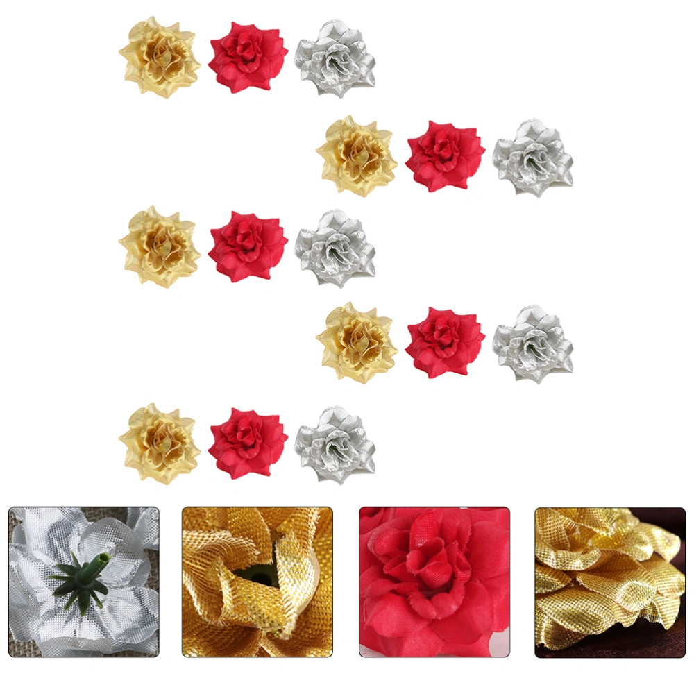 30Pcs Simulation Rose Ornament Decorative Flower Heads Garland Making Fake Rose