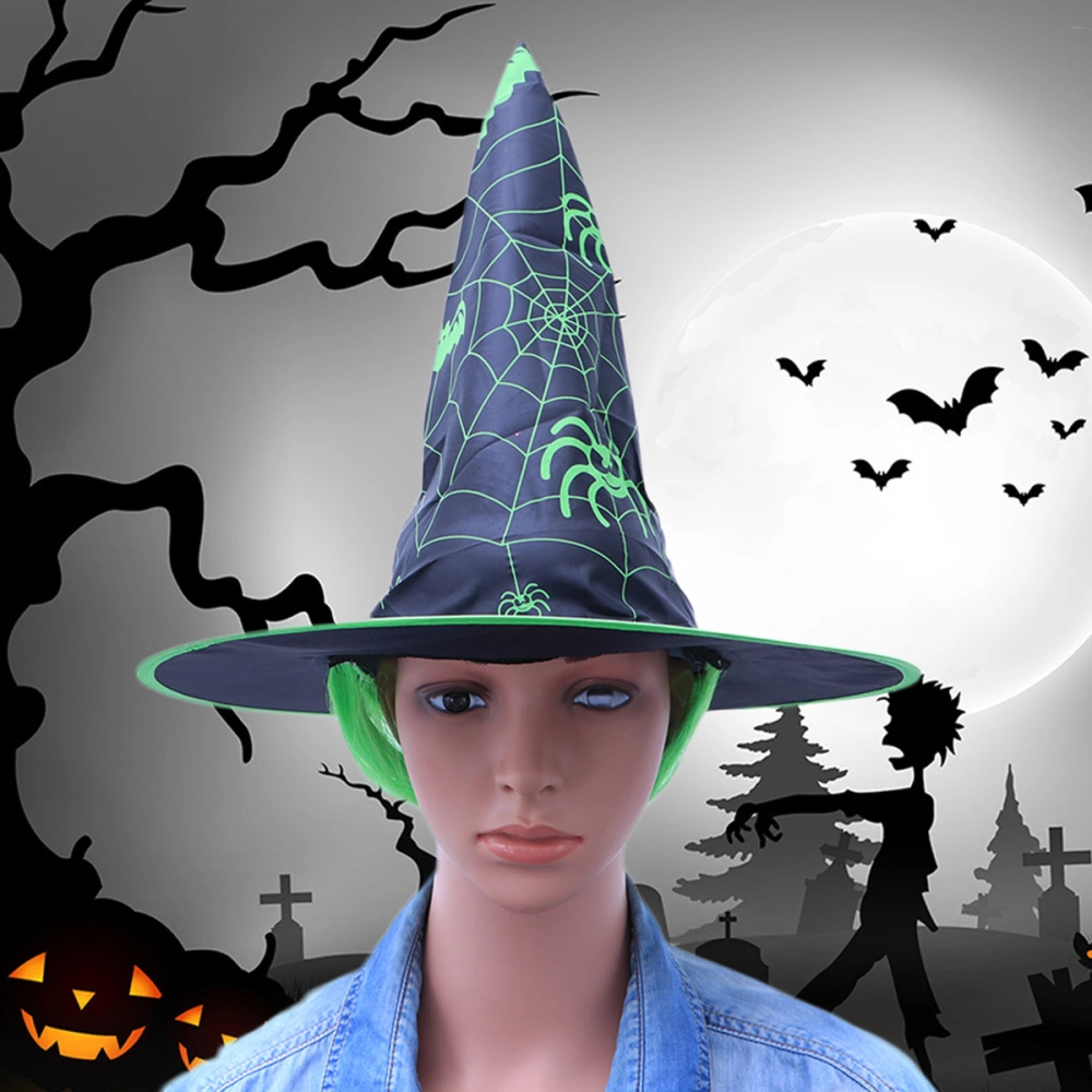 Halloween Hat Witch Dress Up Wig Hats Makeup Props for Cosplay Party Festival Masquerade (Green)