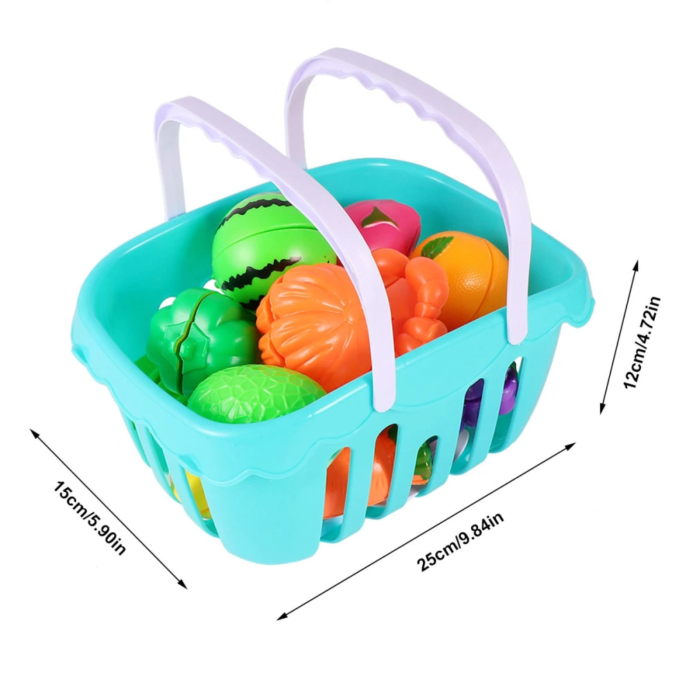 21pcs Cooking Toys Kid Funny Fake Fruits Vegetables Cutting Kitchen Toys for Girl Boy (with Basket, Random Color)