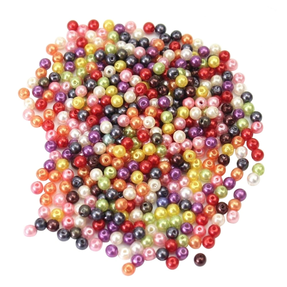 500pcs Round Glass Pearl Beads Strands Dyed Beads for Jewelry Necklace Craft Making