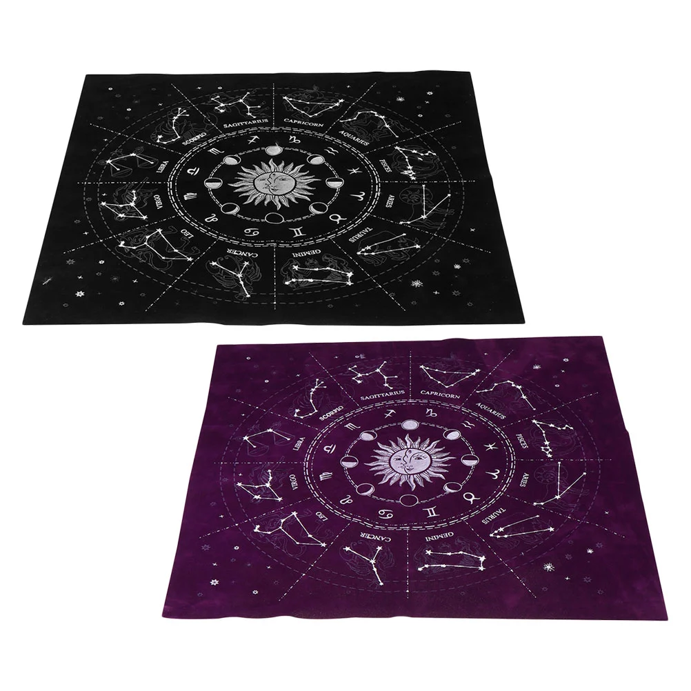 2Pcs Constellation Tarot Table Cloth Divination Divination Desk Accessory