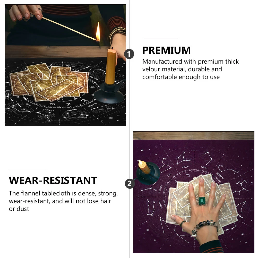 2Pcs Constellation Tarot Table Cloth Divination Divination Desk Accessory