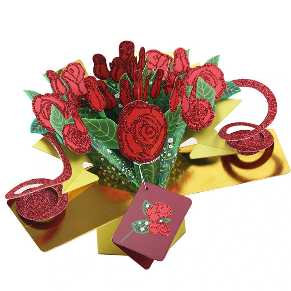 Rose 3D Up Cards for Anniversary Lovers Couple's Valentines Day Gifts