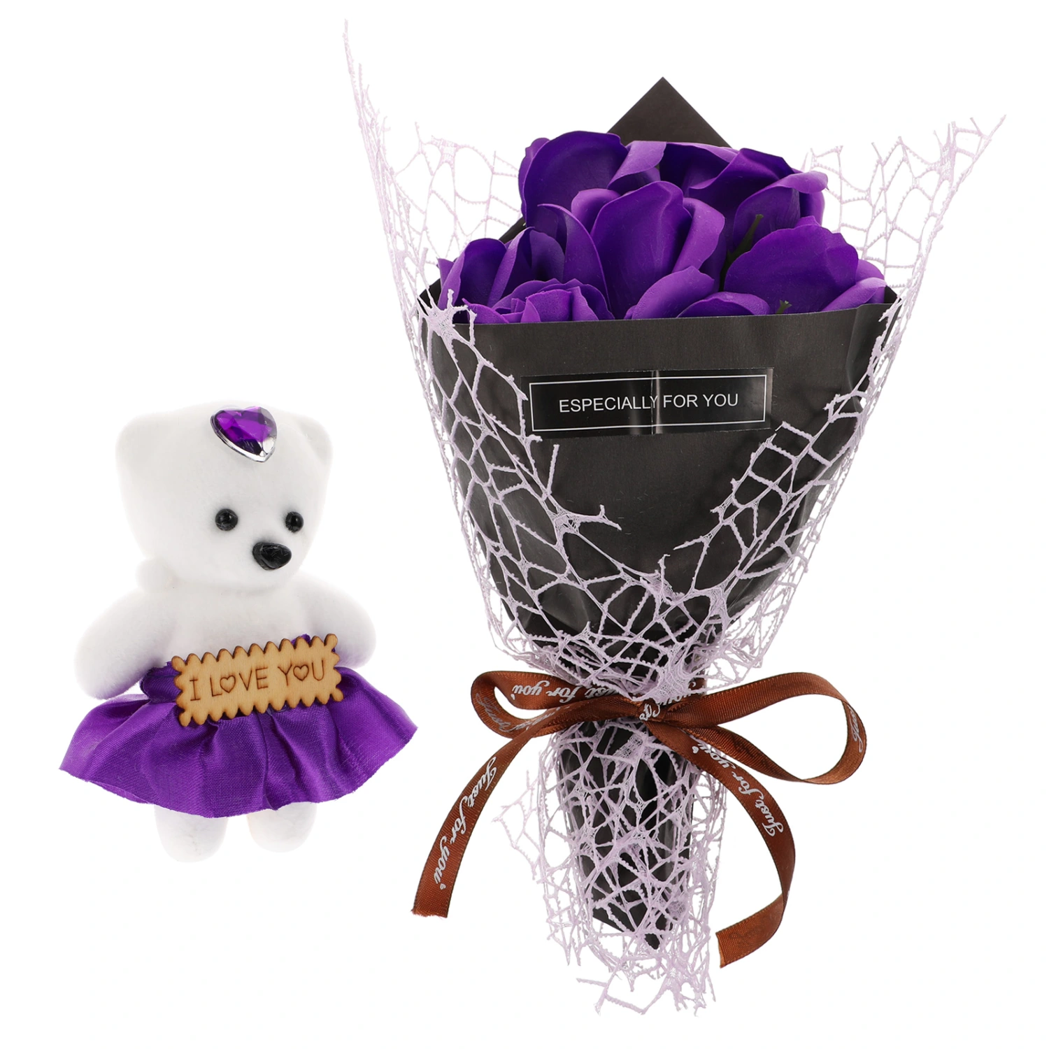 1 Set Artificial Soap Rose Flower Bouquet Gift Box Simulation Rose Flower Gift