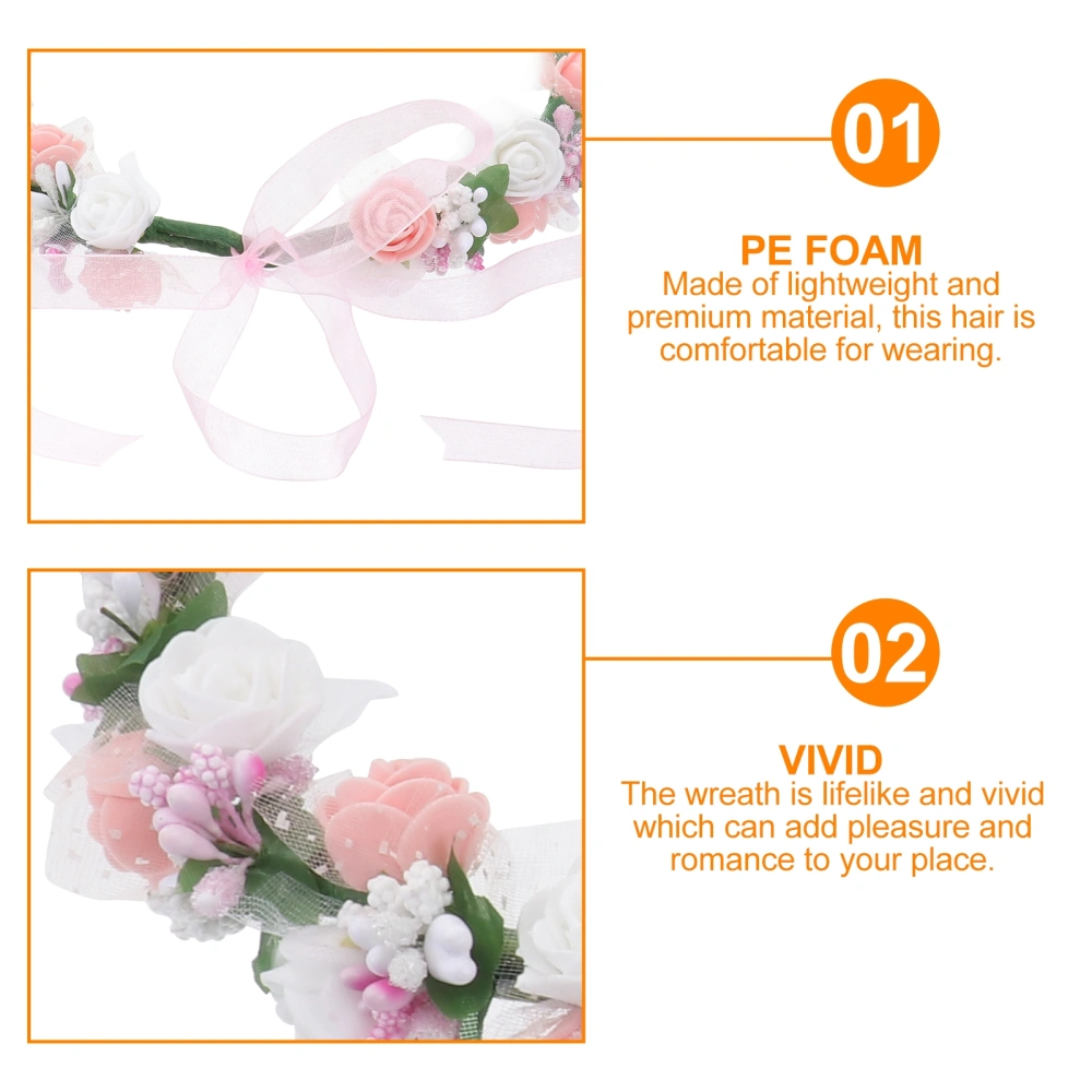 1pc Bride Bridesmaid Garland Korean Handmade Wreath Tour Holiday Seaside Garland (Pink, White)