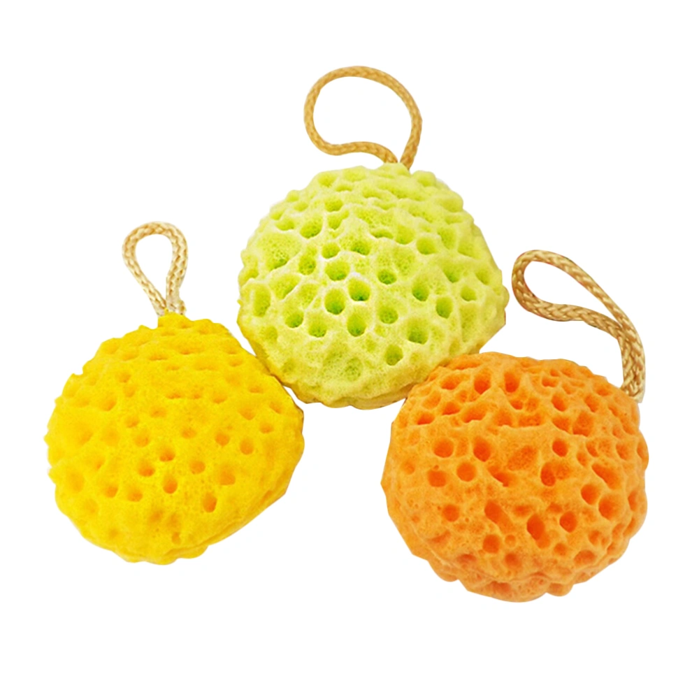 3pcs Honeycomb Shaped Bath Sponge Cleansing Sponge Sea Sponges Bath Ball Shower Ball (Yellow + Green + Orange)