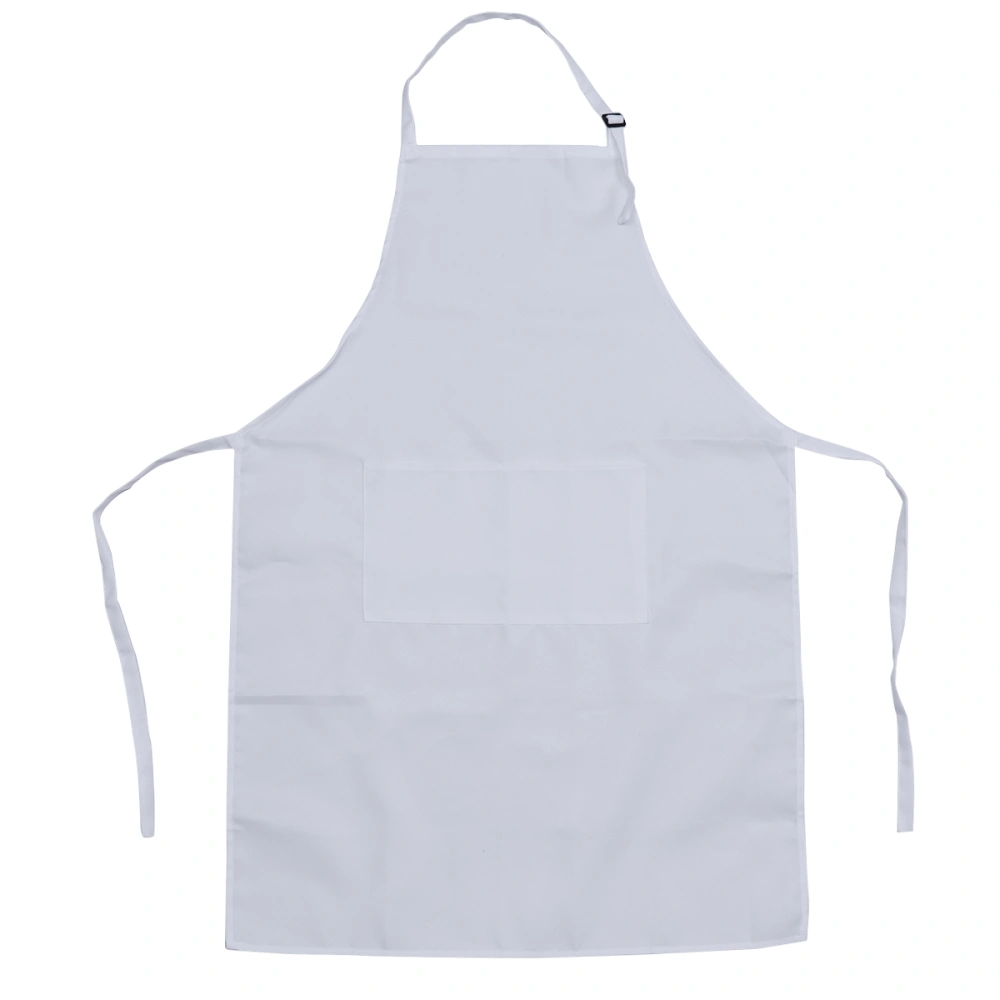 2 Pockets Adjustable Neck Strap Bib Apron Restaurant and Home Kitchen Apron 60x85cm (White)