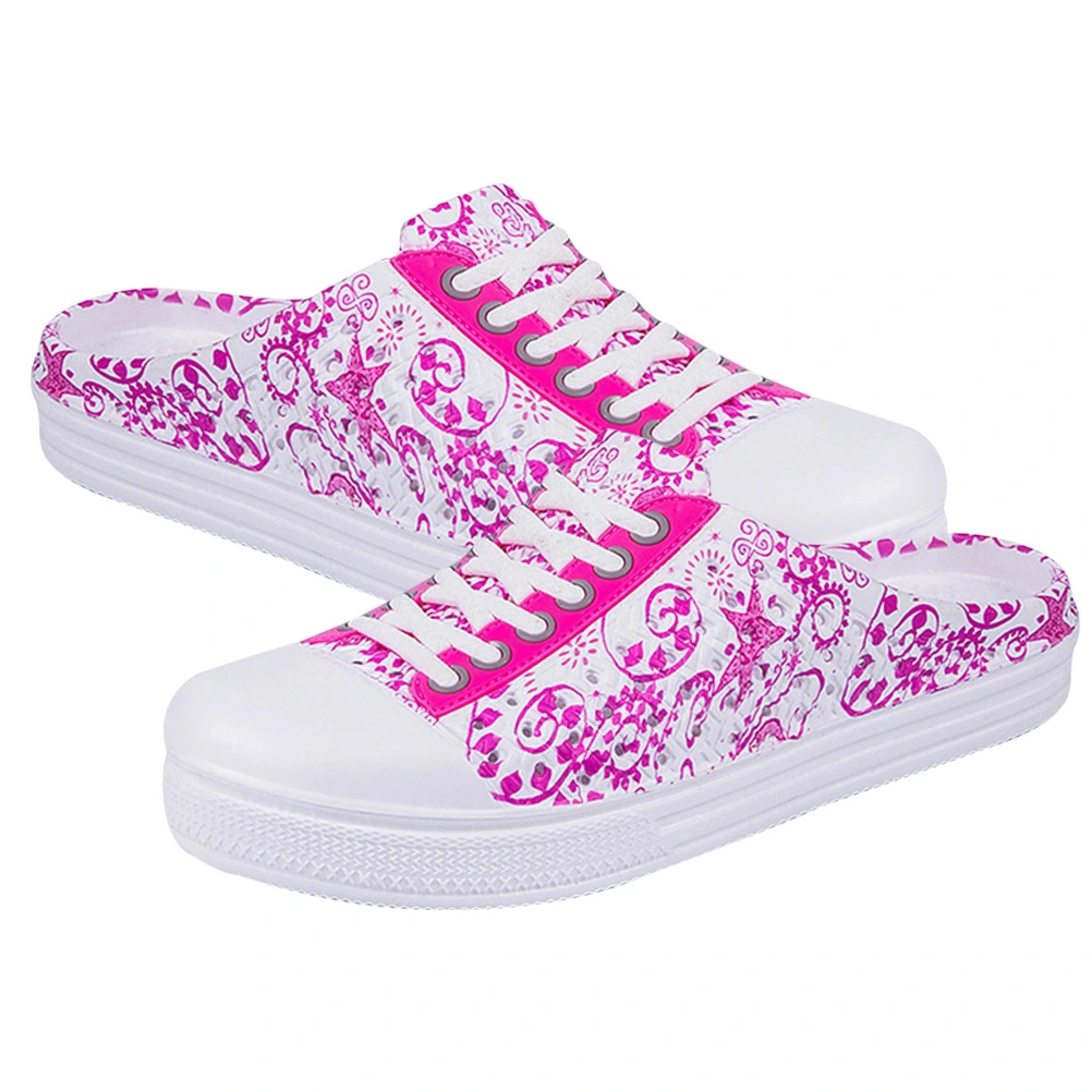 1 Pair of Summer Breathable Slippers Fashion Graffiti Slippers Beach Shoes Pink