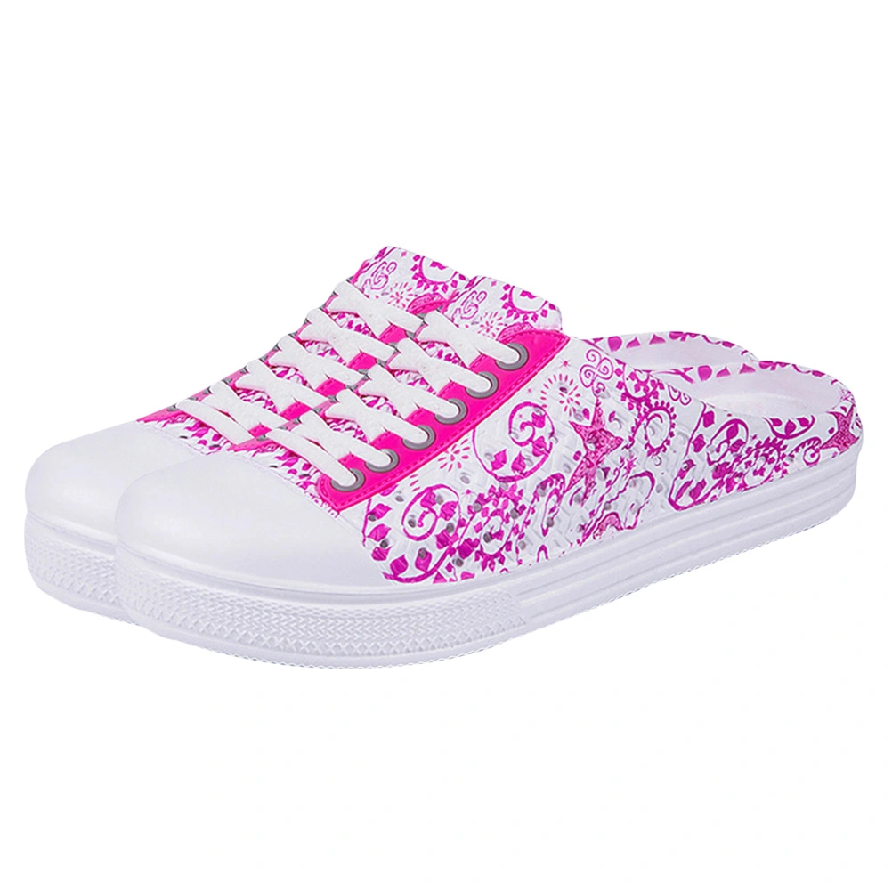 1 Pair of Summer Breathable Slippers Fashion Graffiti Slippers Beach Shoes Pink