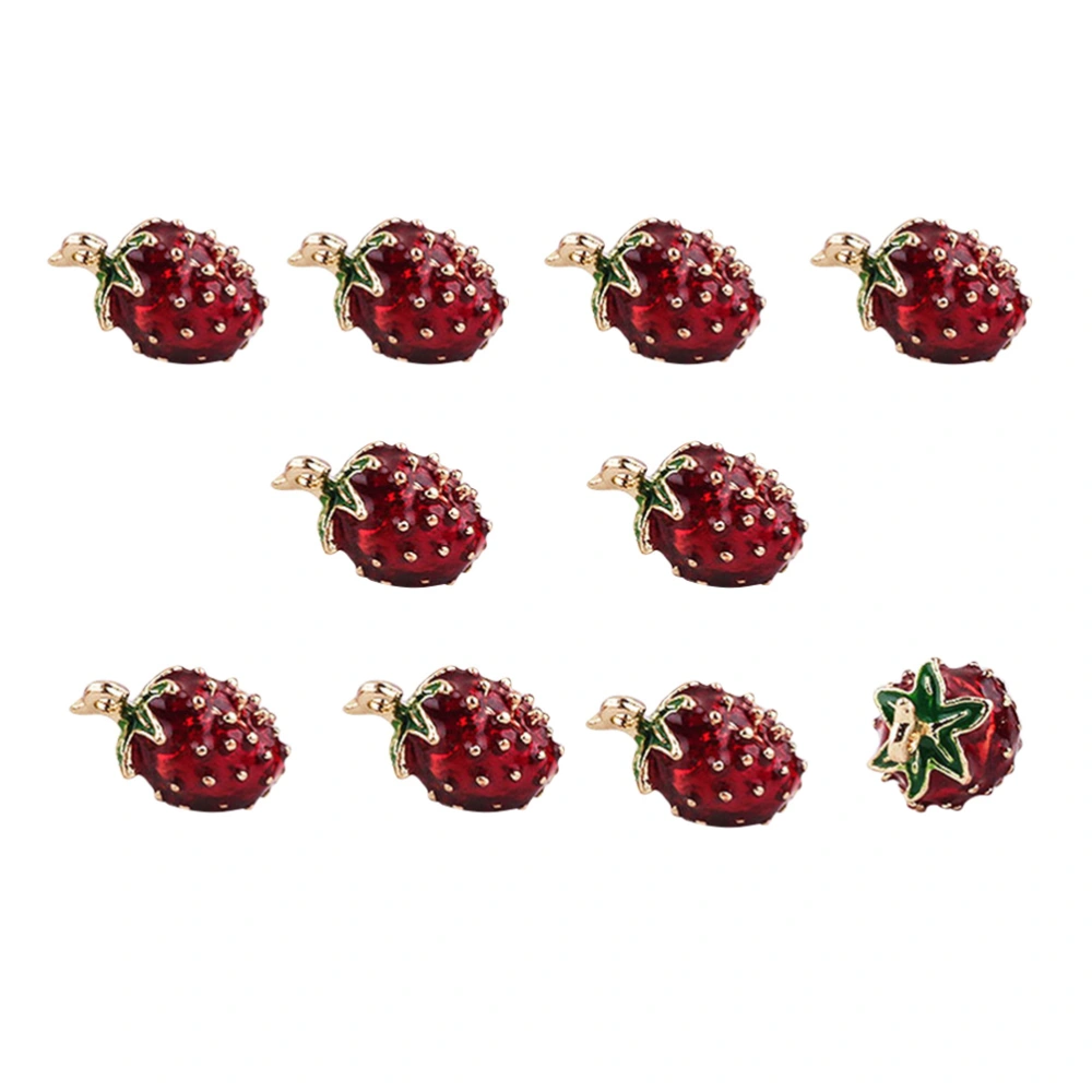 10PC Alloy Drop Oil Fruit Strawberry Sauce Pendants Tasty and Lovely DIY Handmade Jewelry Earrings Material Accessories