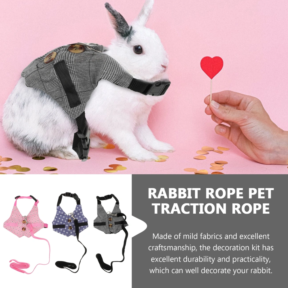 3 Sets Small Pet Clothes Rabbit Garment Vest and Leash Pet Supply for Rabbit