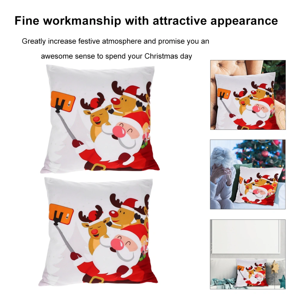 2pcs Christmas Throw Pillow Cover Festival Throw Pillow Decoration Pillowcase